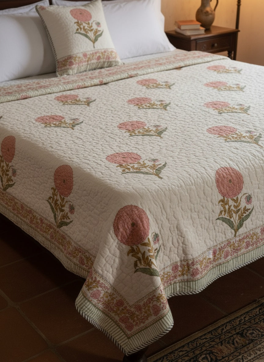 Handblock Comforter (Blob Flower)