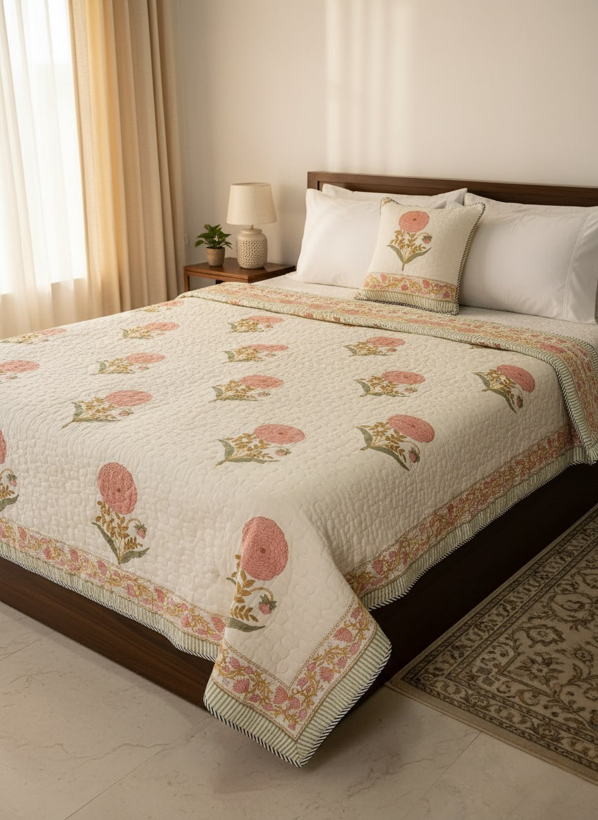 Handblock Comforter (Blob Flower)