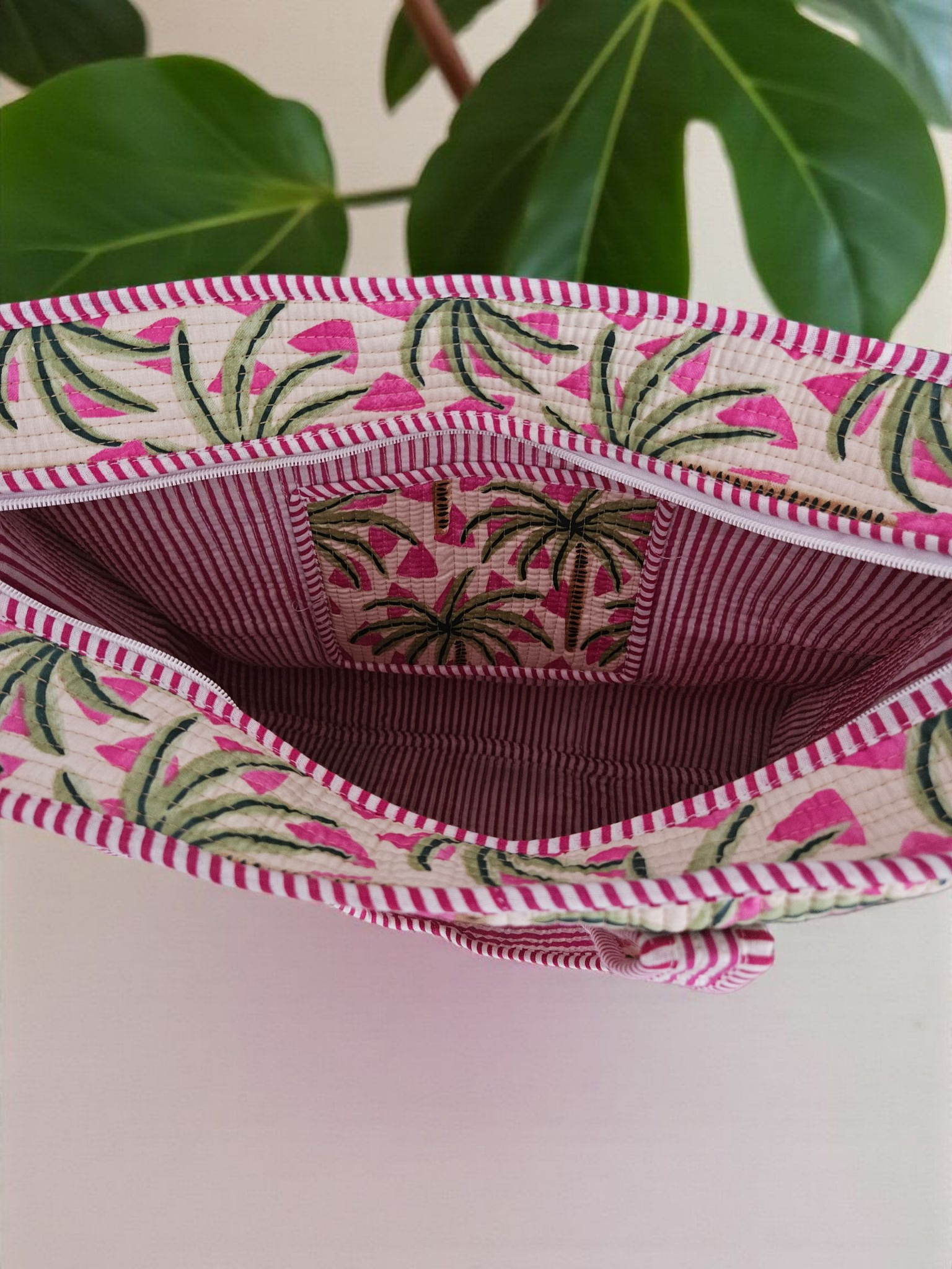 Handblock Tote Bag- Coconut Tree