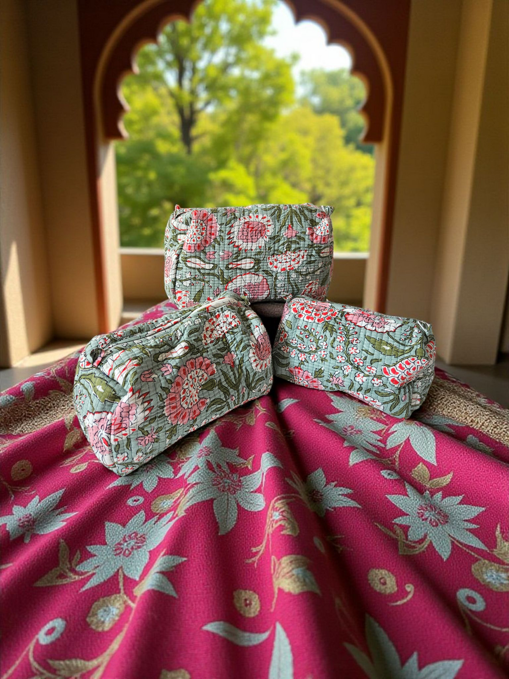 Set of 3- Cosmetic/ Travel Pouches