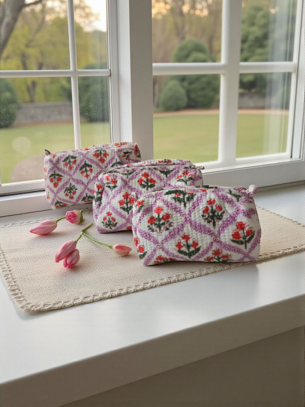 Set of 3- Cosmetic/ Travel Pouches