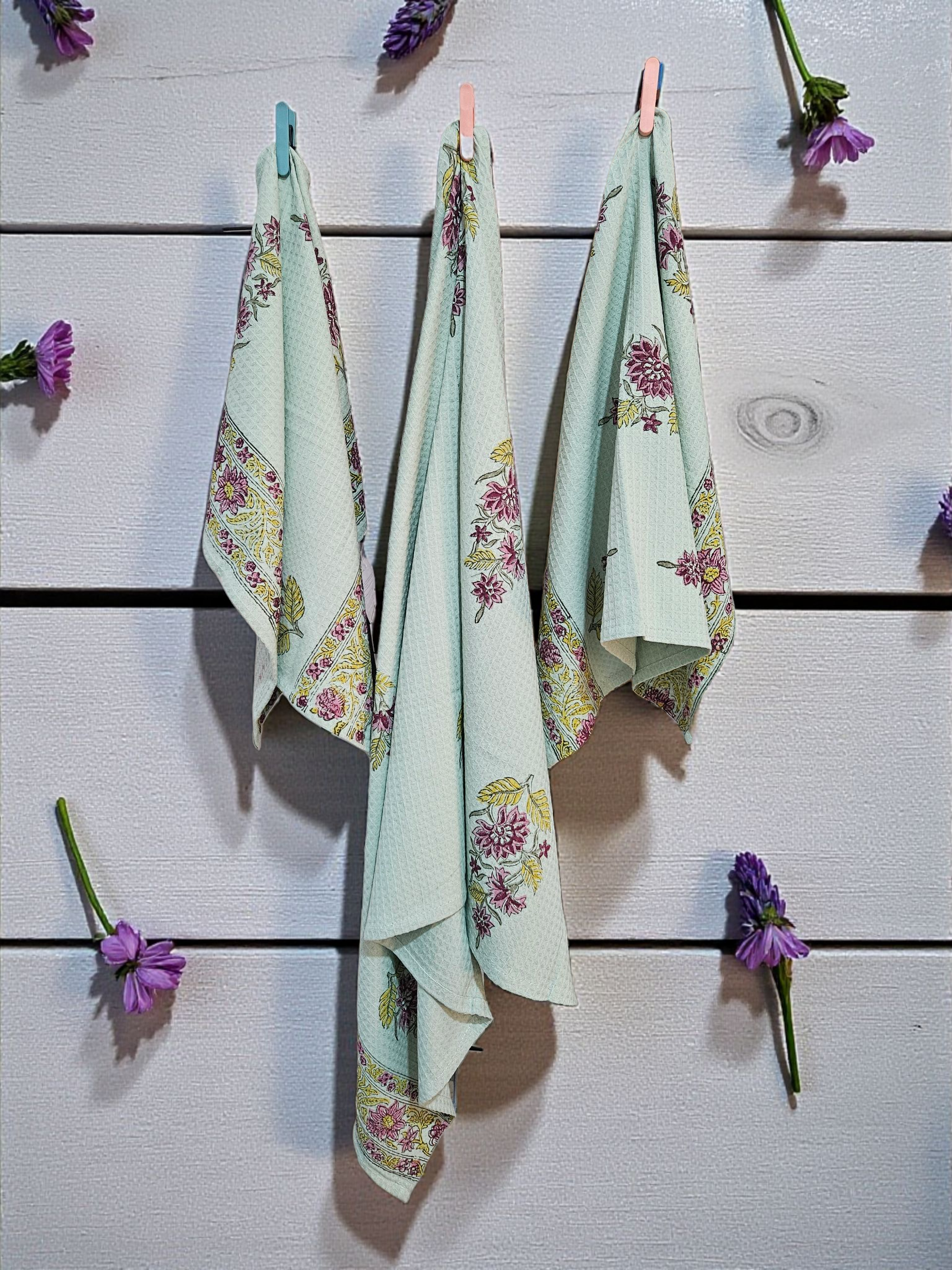 Handblock Towels (Waffle Weave)