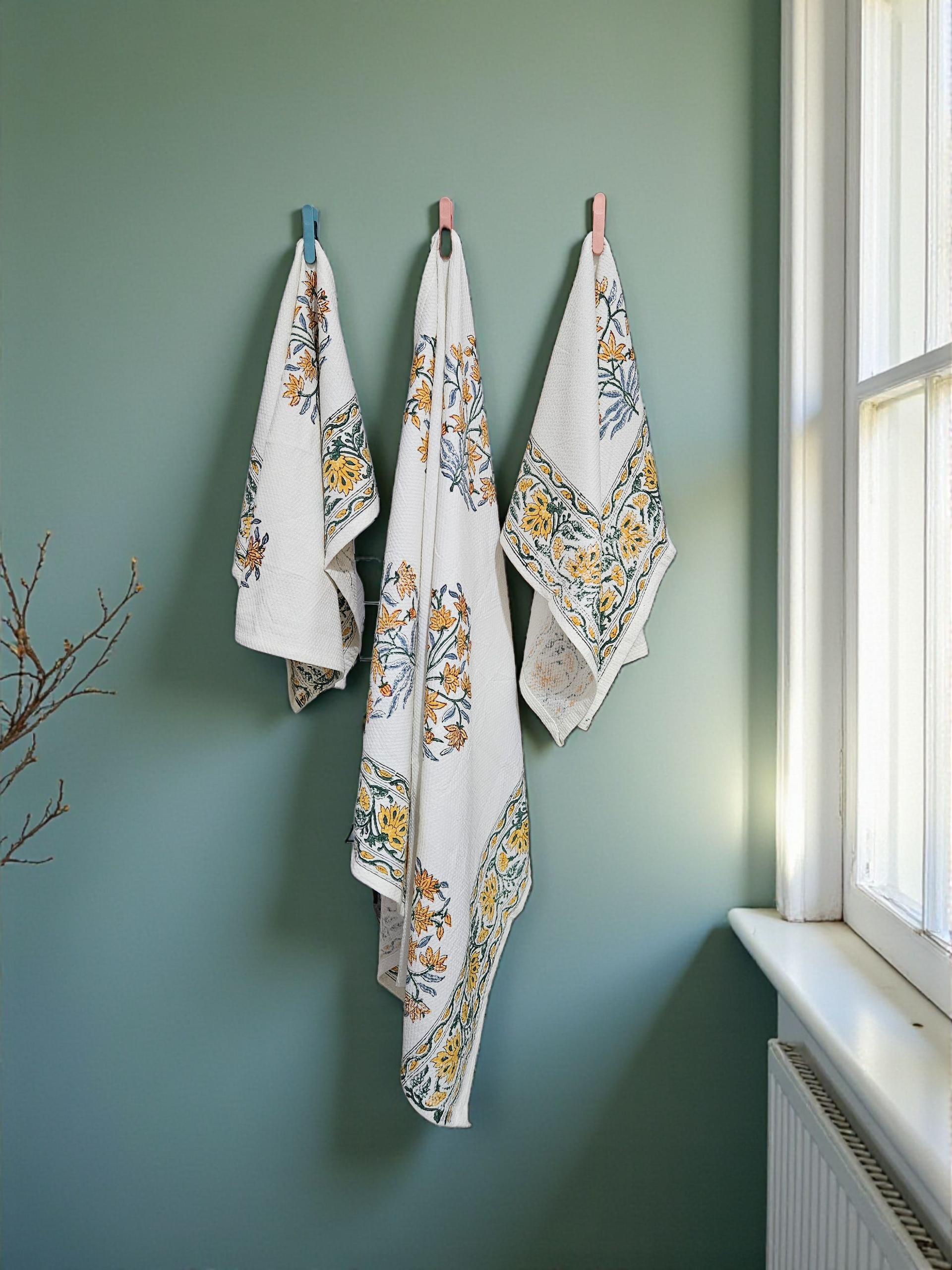 Handblock Towel- Waffle Weave