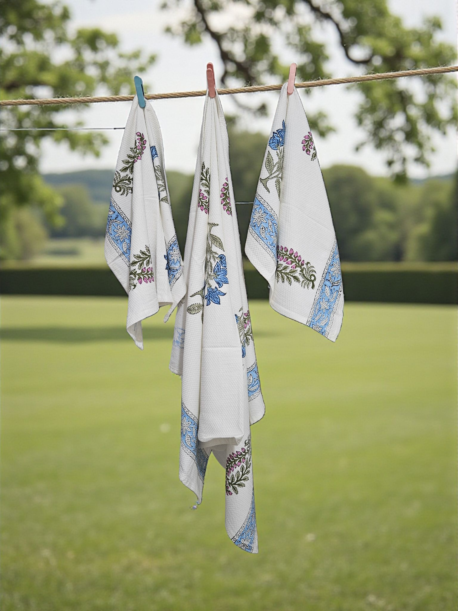 Handblock Towels- Waffle Weave