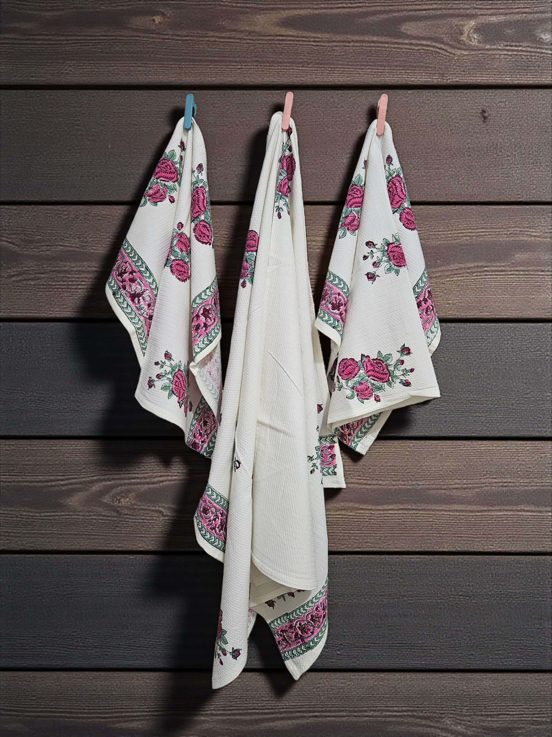 Handblock Towel- Waffle Weave