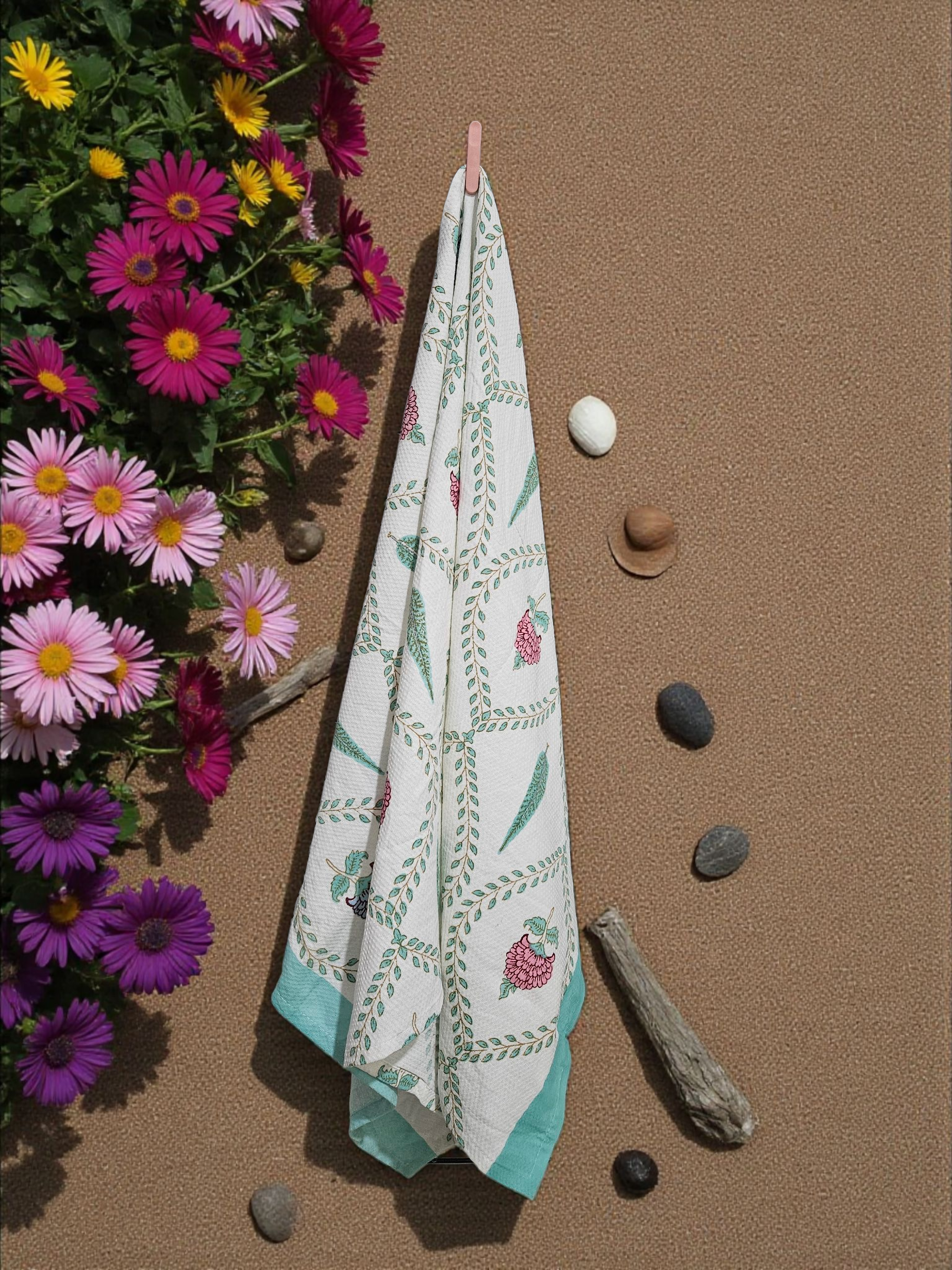 Handblock Towel - Waffle Weave