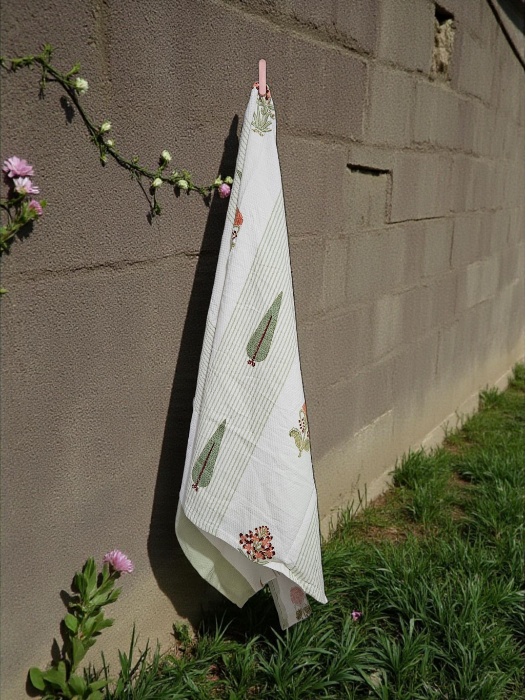 Cotton Handblock Towel - Waffle Weave