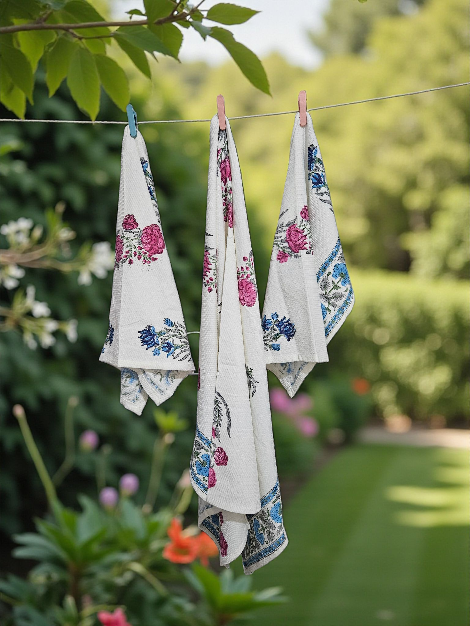 Handblock Towel- Waffle Weave