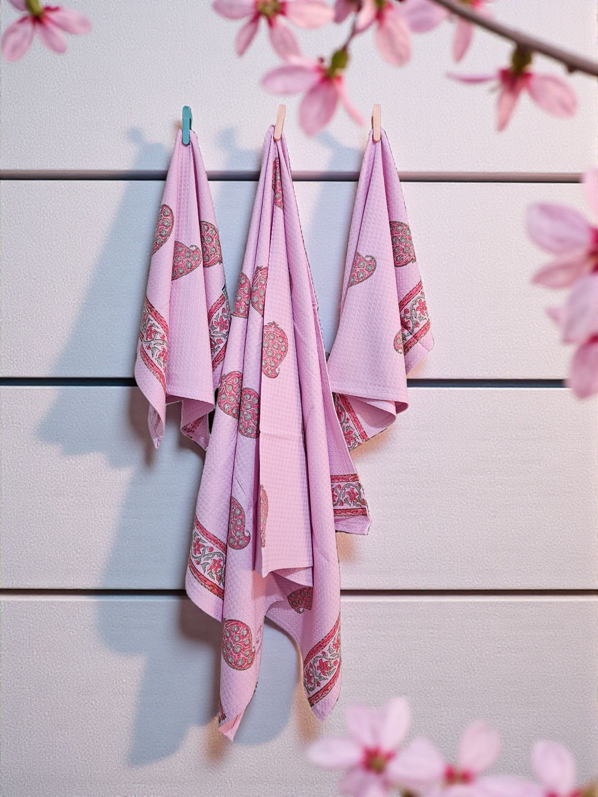 Handblock Towel- Waffle Weave