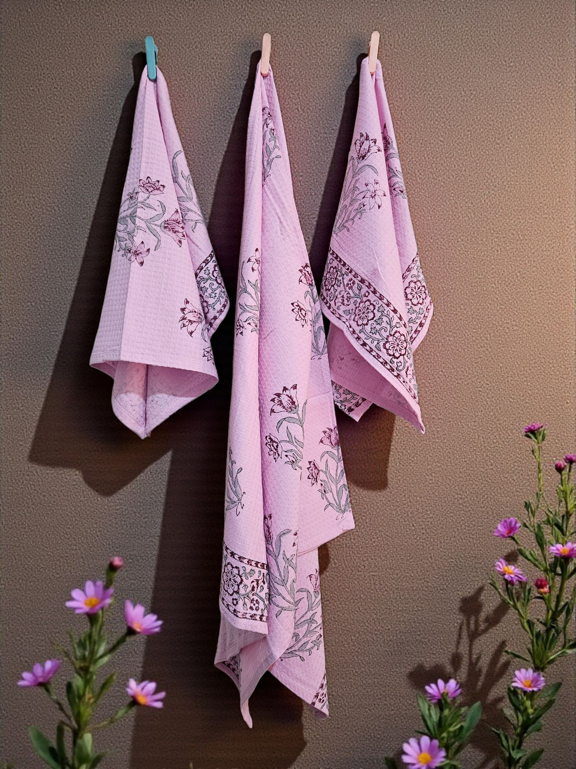 Handblock Towel- Waffle Weave