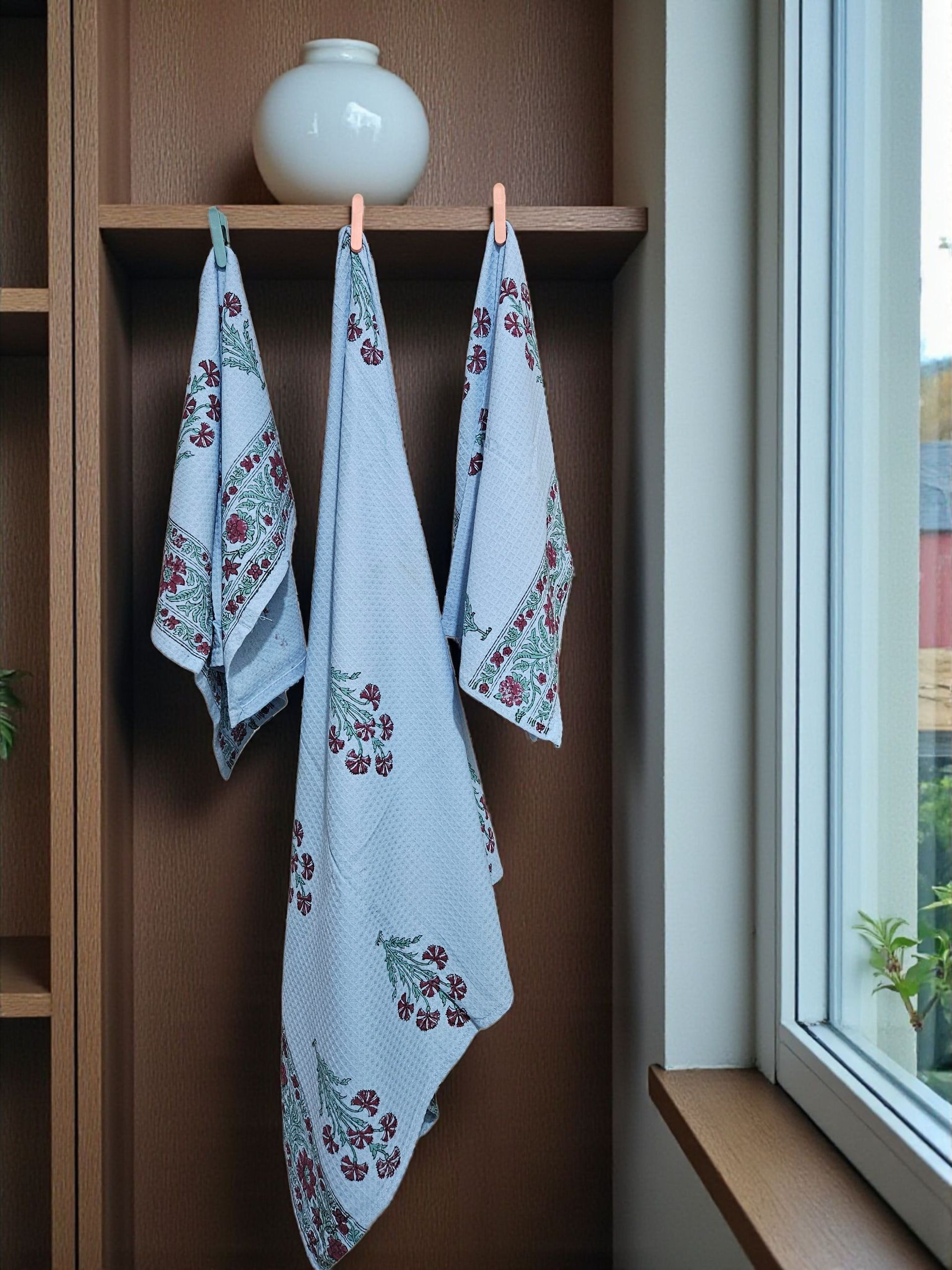 Handblock Towel- Waffle Weave