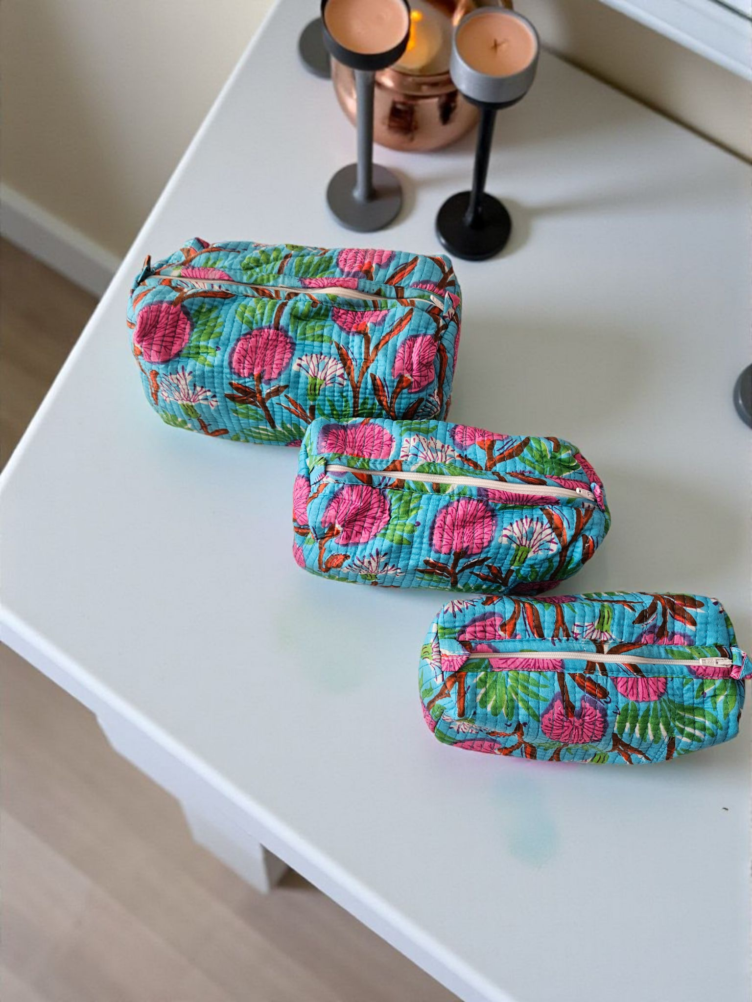 Set of 3- Cosmetic/ Travel Pouches