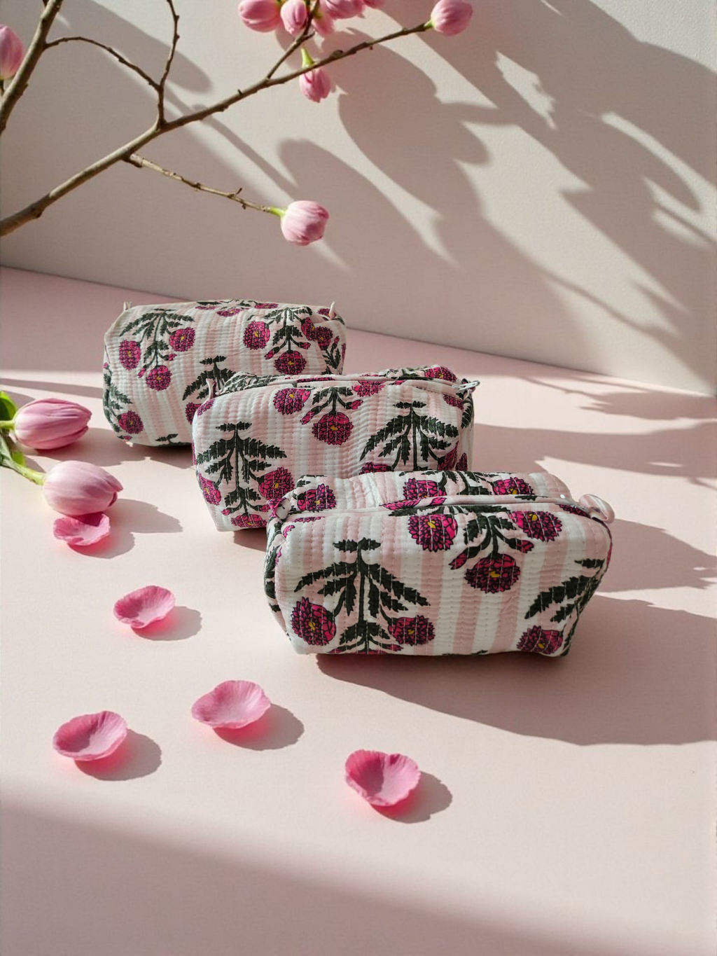 Set of 3- Cosmetic/ Travel Pouches