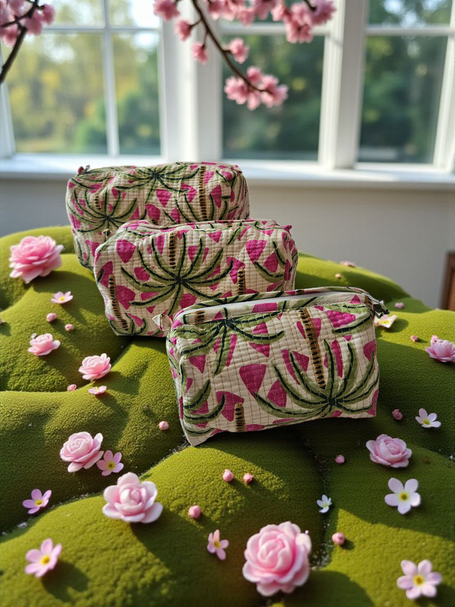 Set of 3- Cosmetic/ Travel Pouches