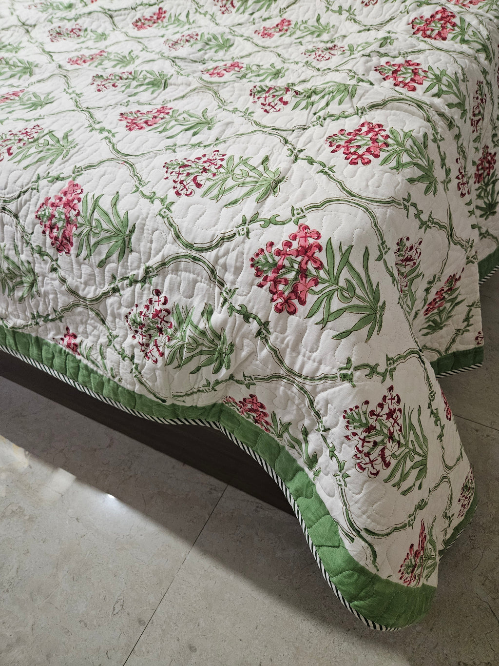 Handblock Comforter (Green Jaal)