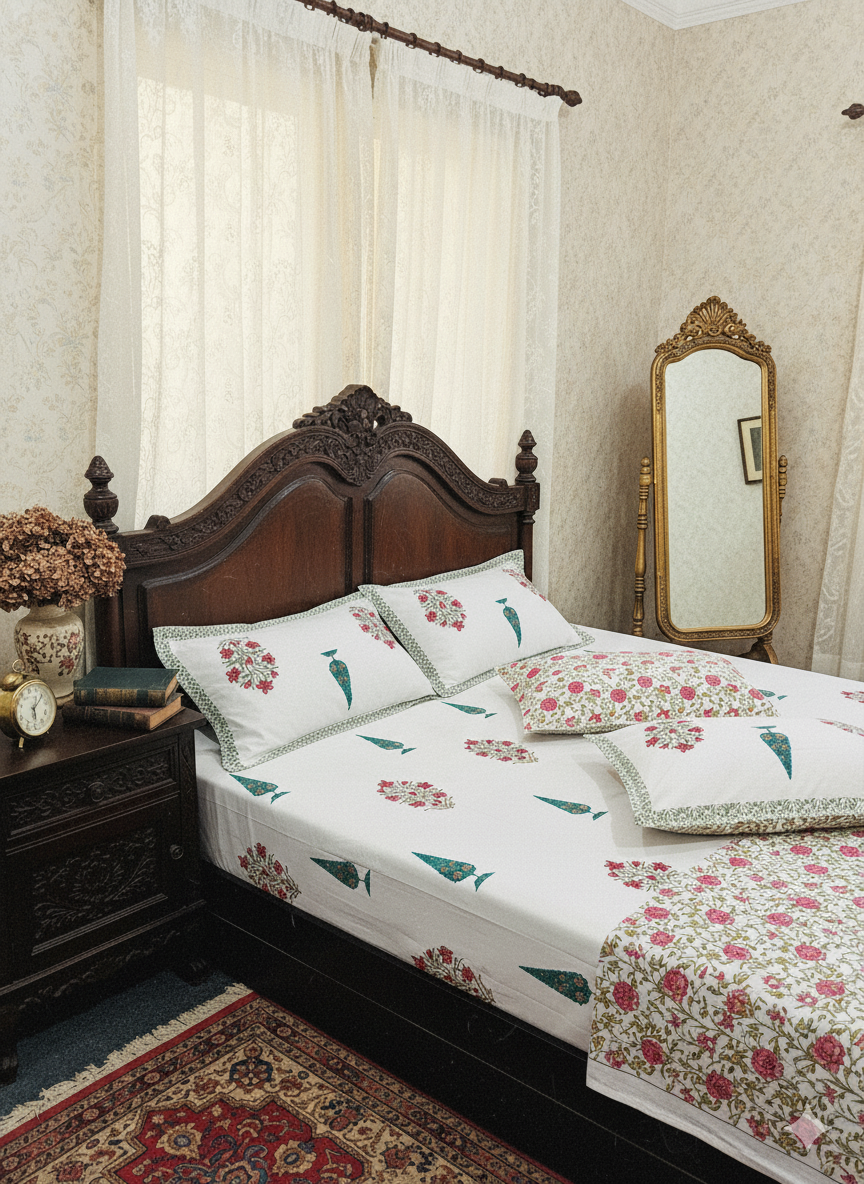 Premium Handblock Bedsheets with Pillow Covers
