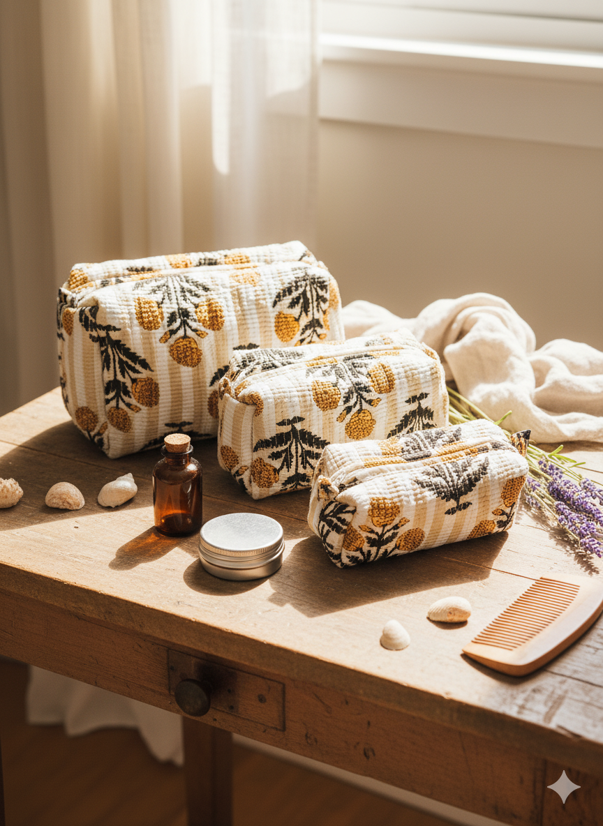 Set of 3- Cosmetic/ Travel Pouches