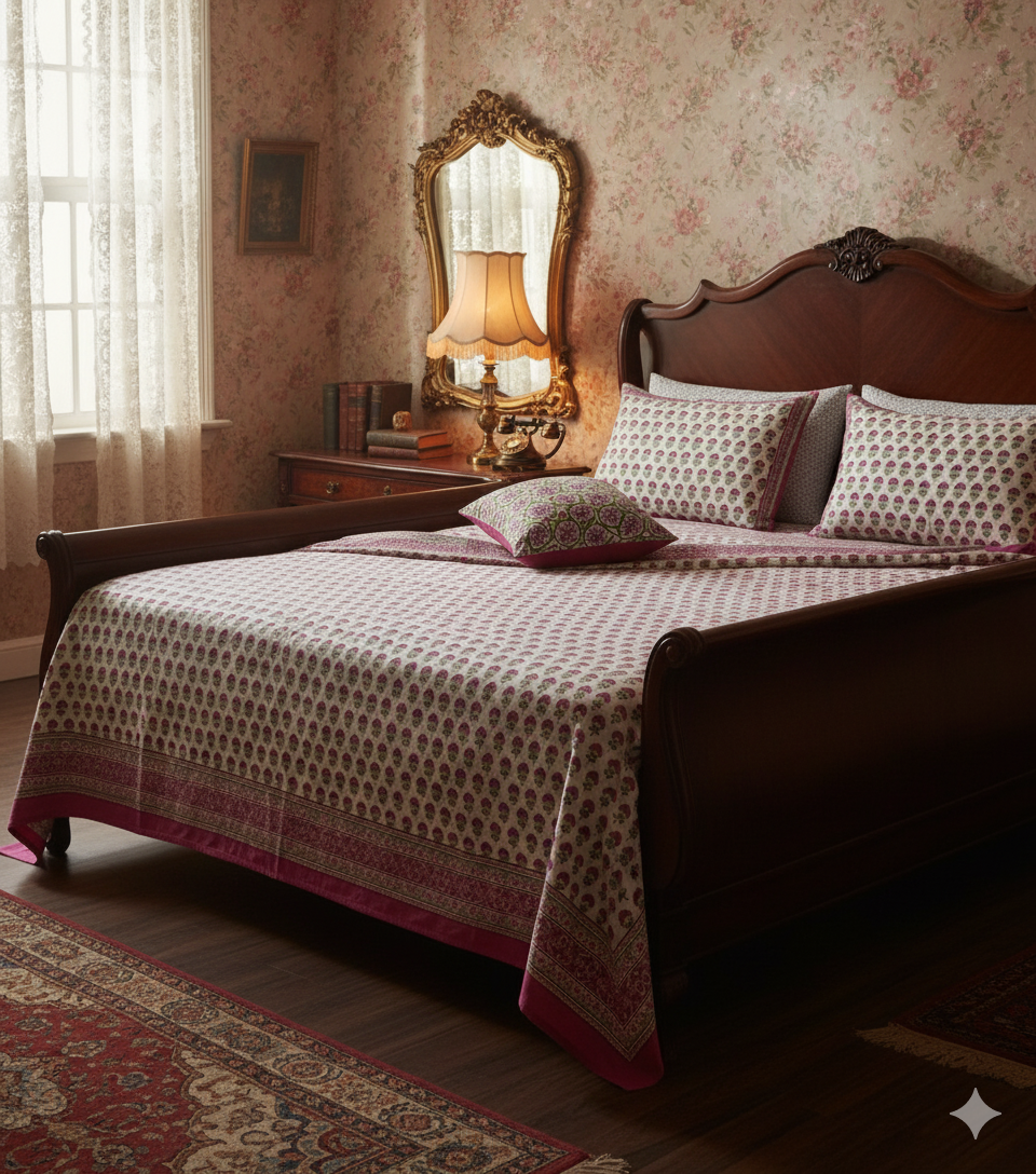 Premium Handblock Bedsheet with Pillow Covers