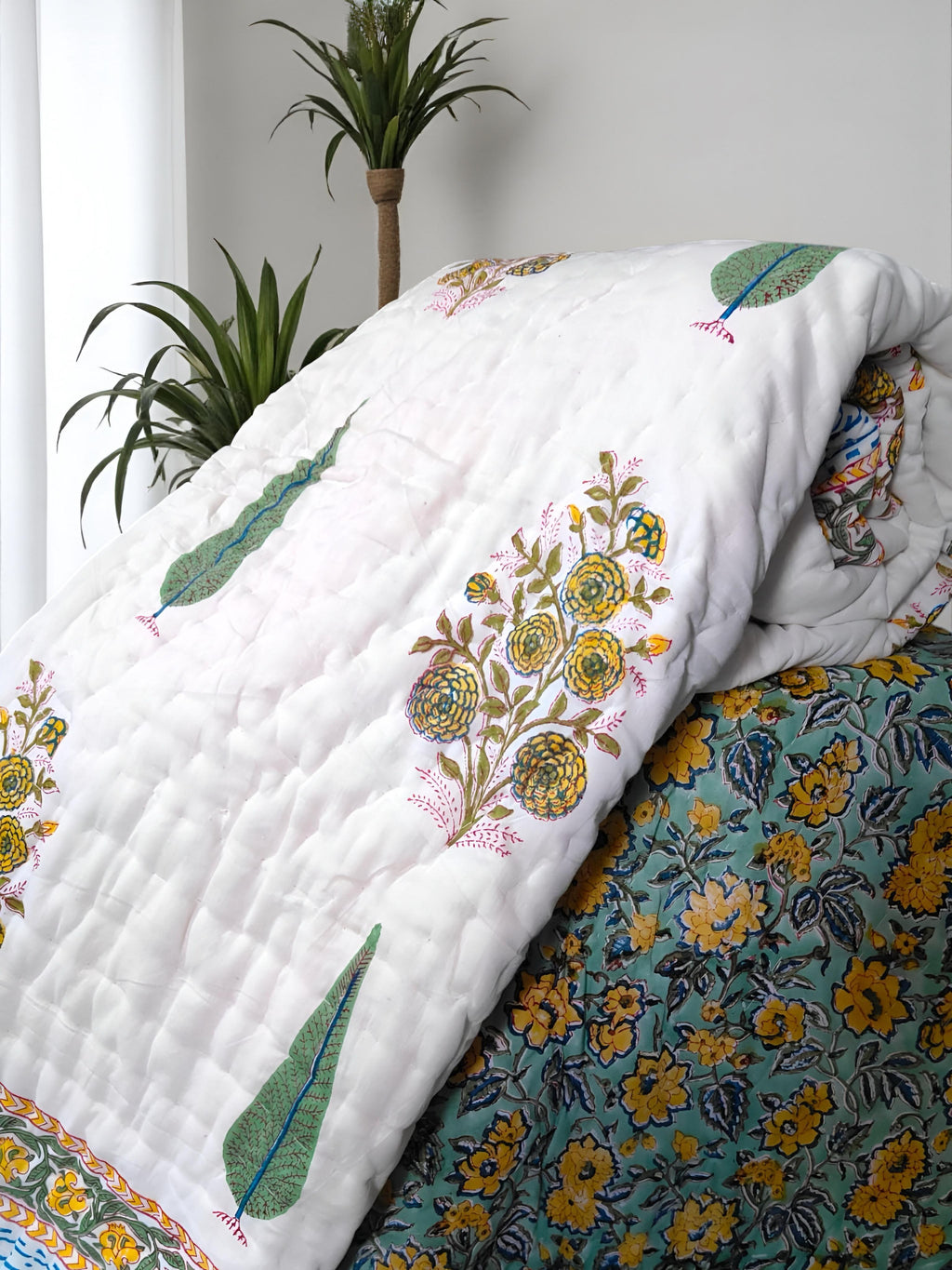 Single Bed Cotton Reversible Rajai (Handblock Print)