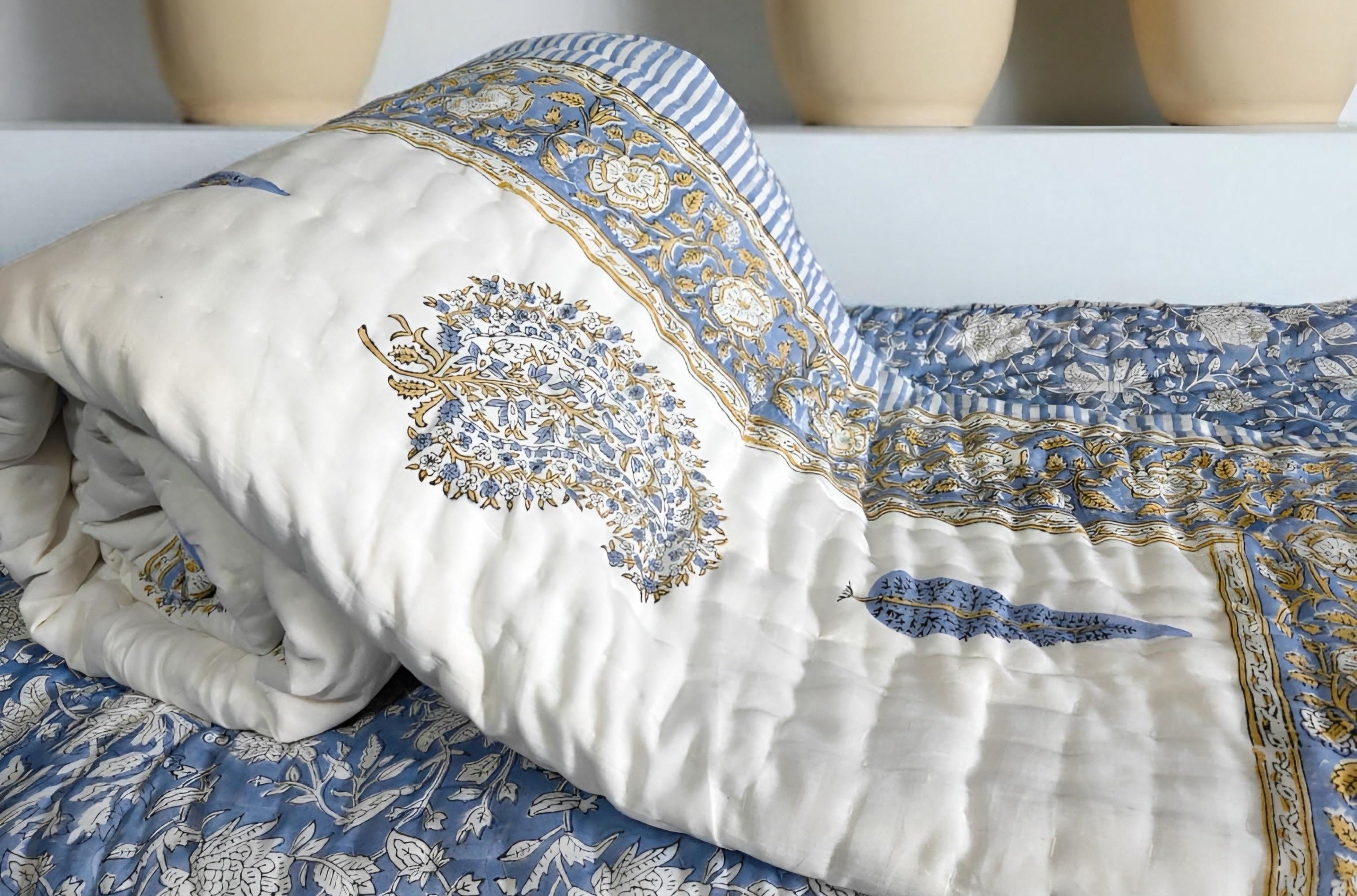 Single Bed Reversible Cotton Rajai (Handblock Print)