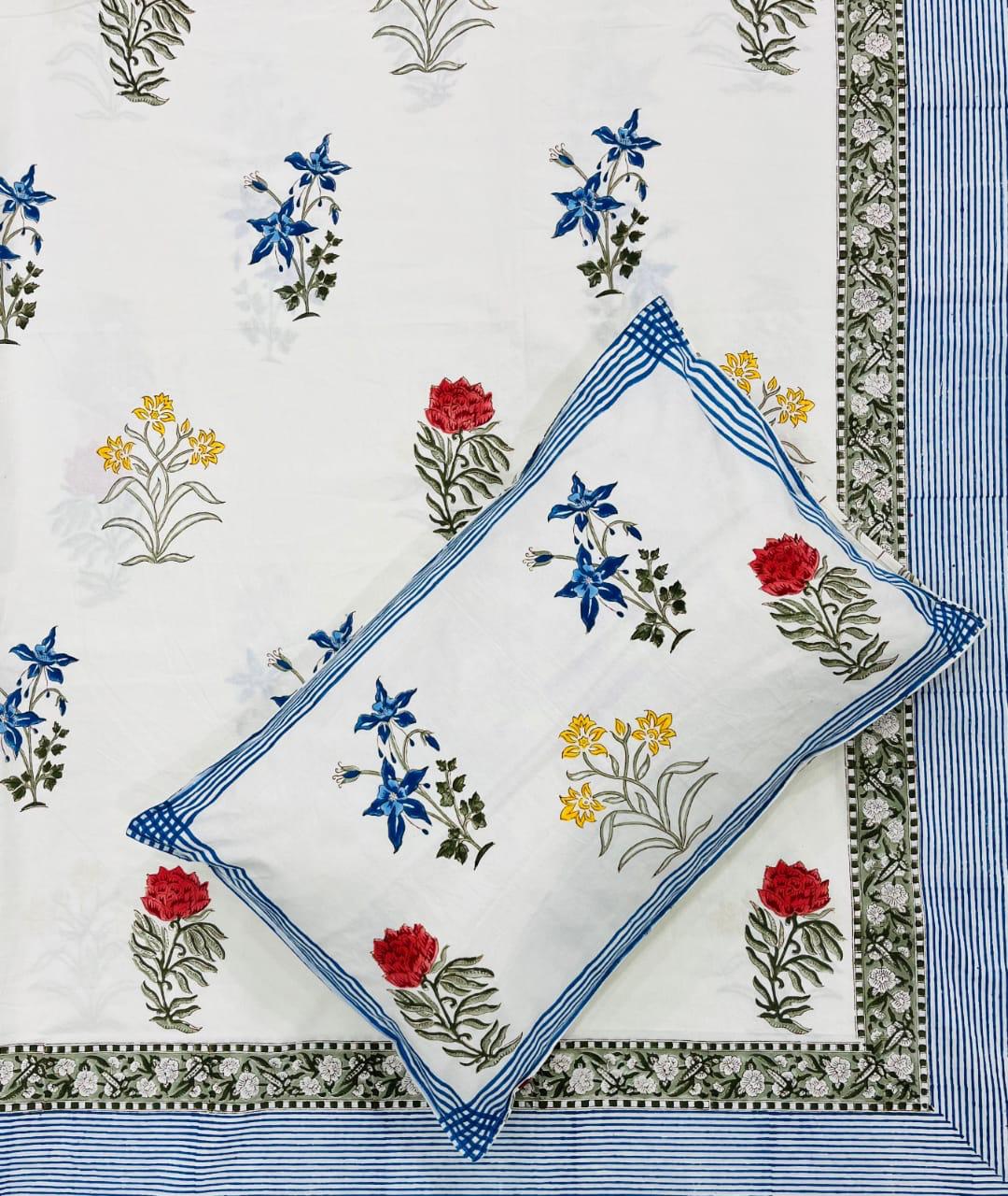 Premium Handblock Bedsheets with Pillow Covers