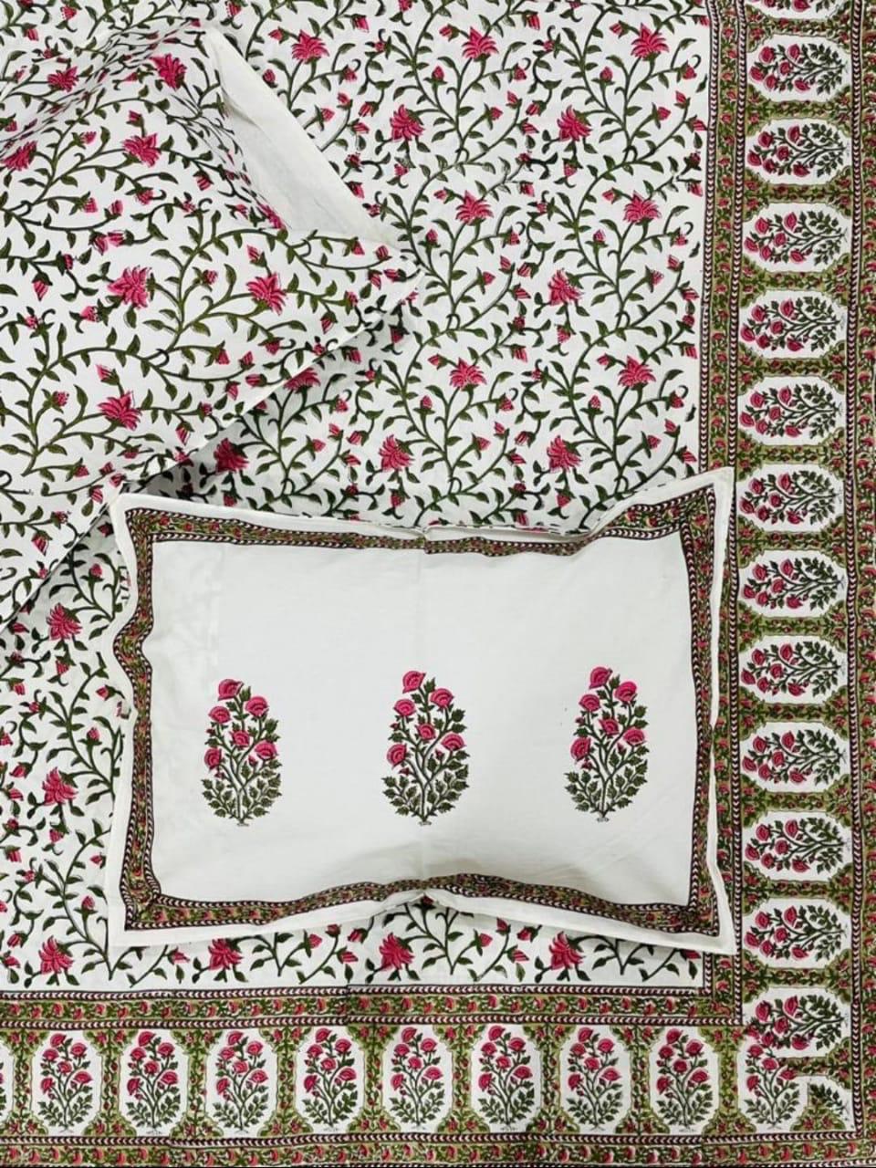 Premium Handblock Bedsheets with Pillow Covers