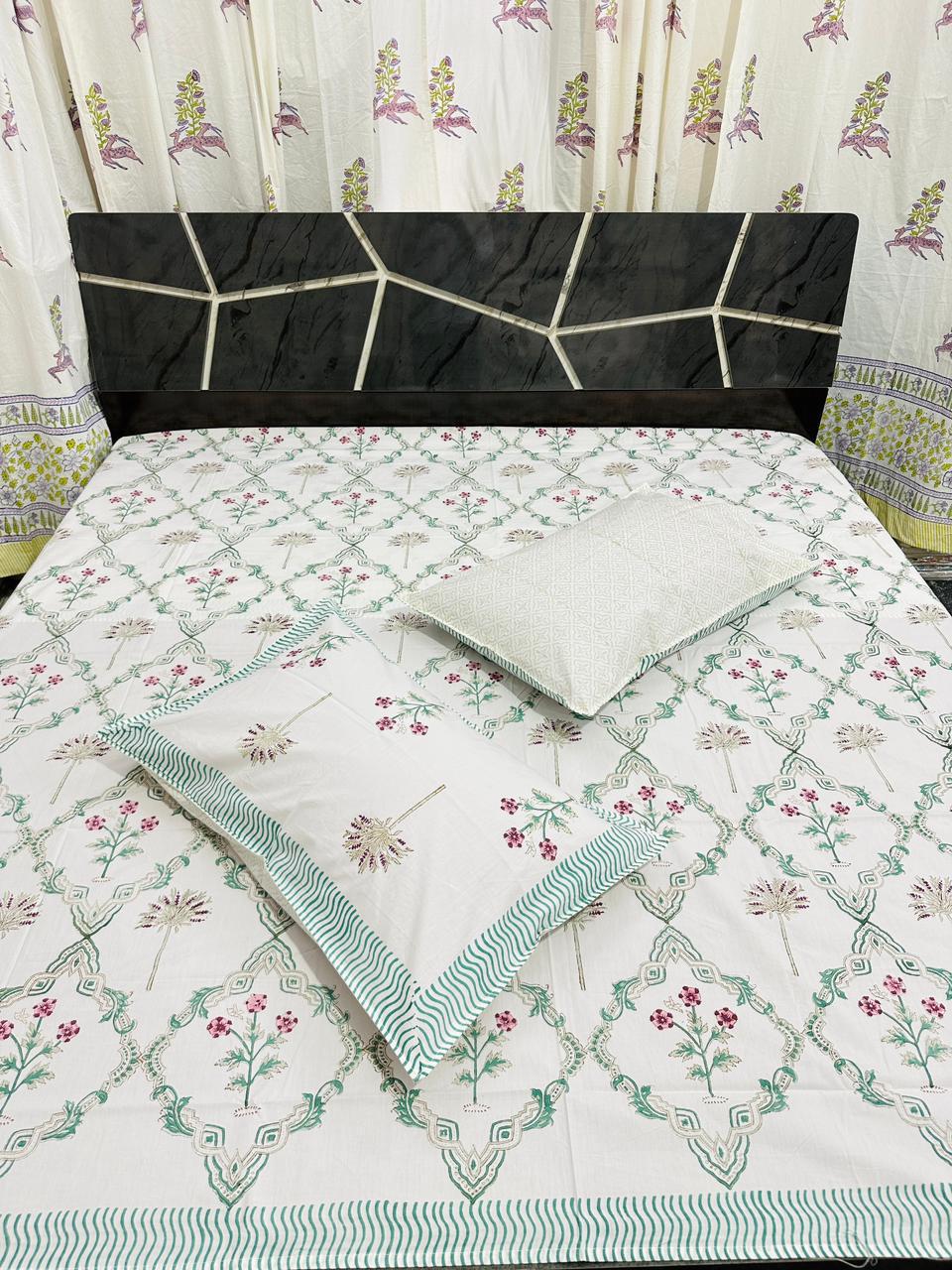 Premium Handblock Bedsheets with Pillow Covers