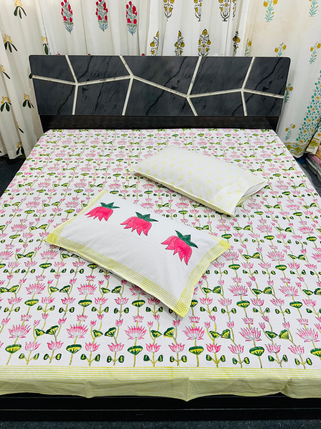 Premium Handblock Bedsheets with Pillow Covers
