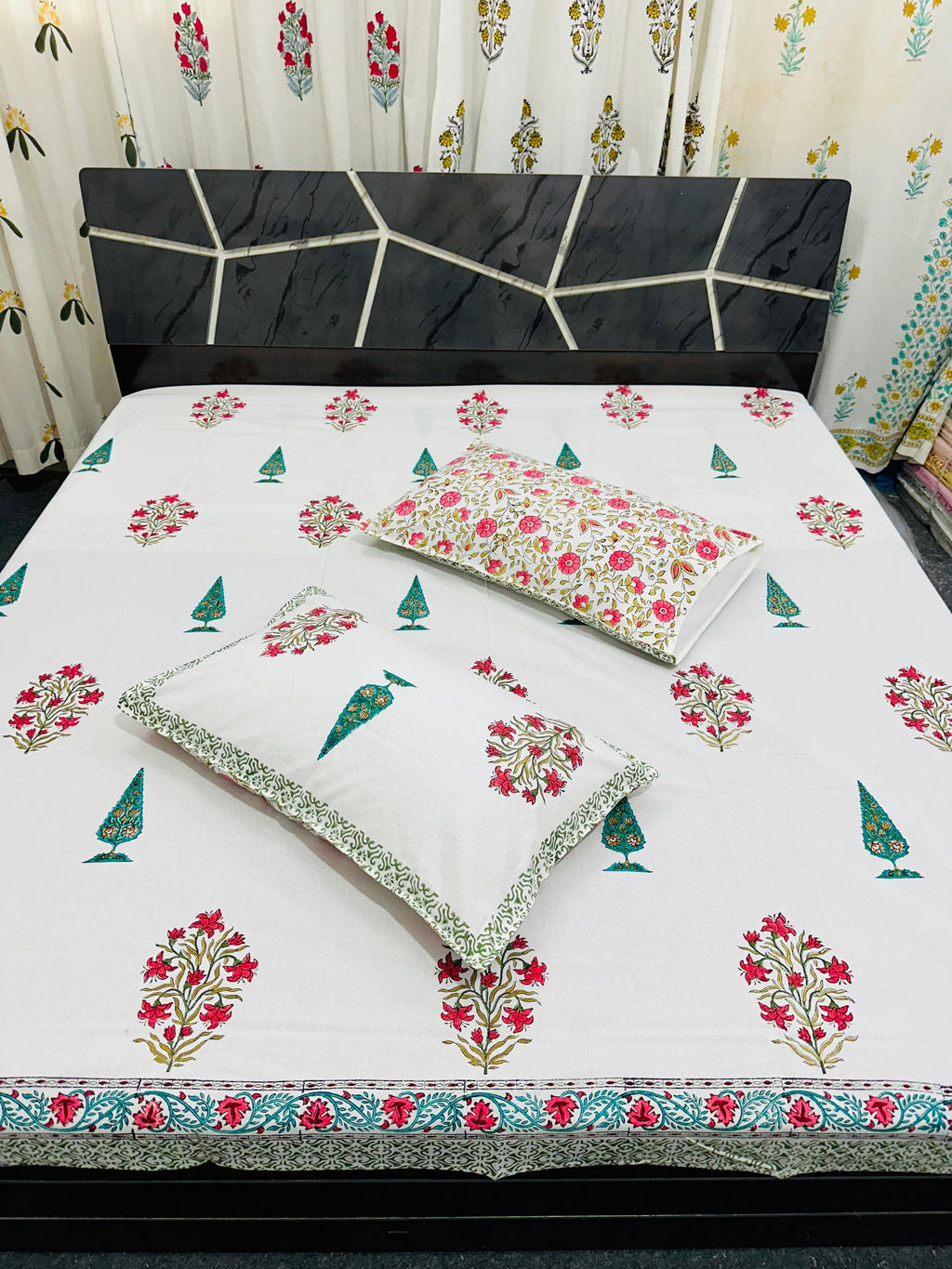 Premium Handblock Bedsheets with Pillow Covers