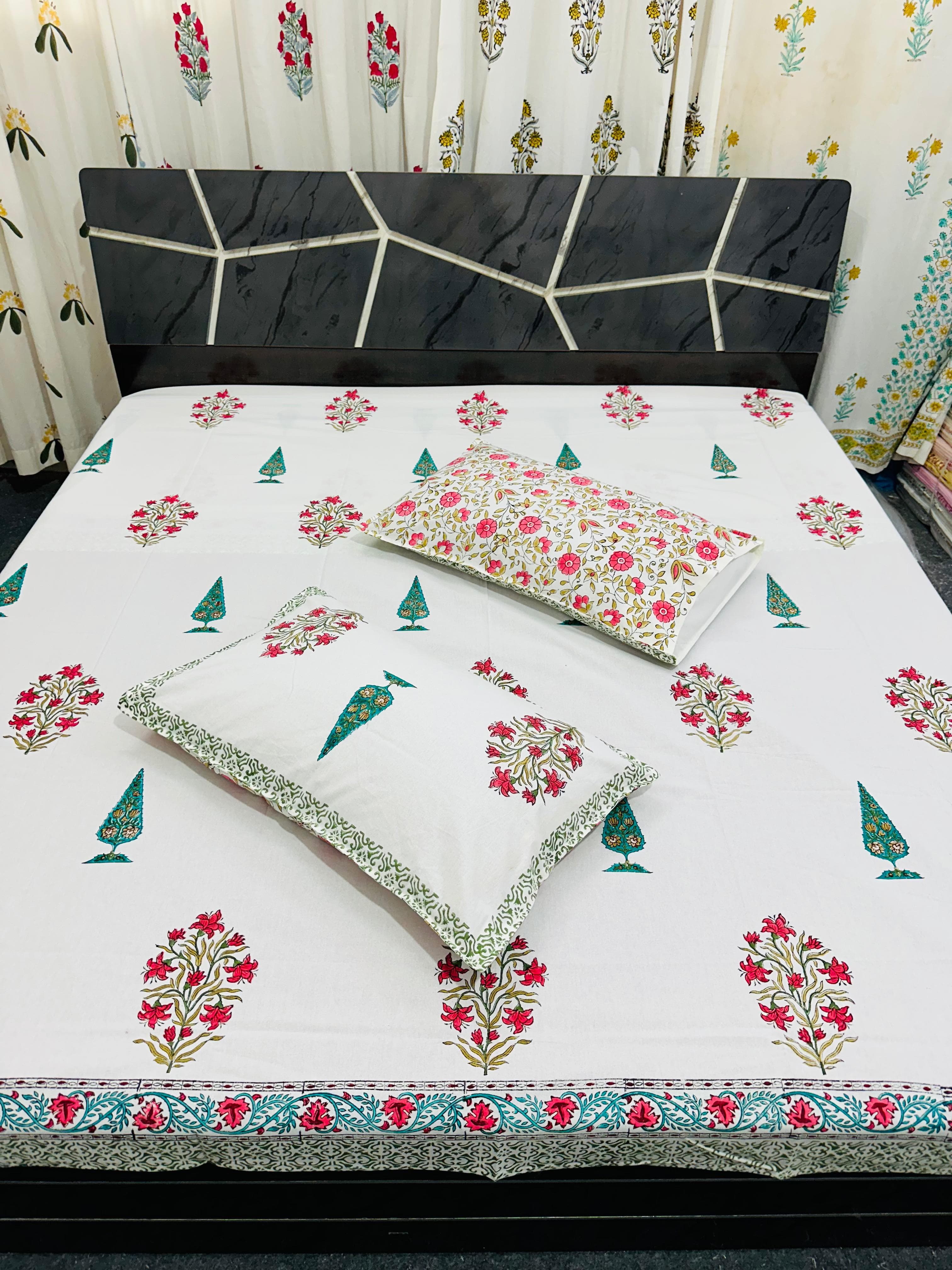 Premium Handblock Bedsheets with Pillow Covers