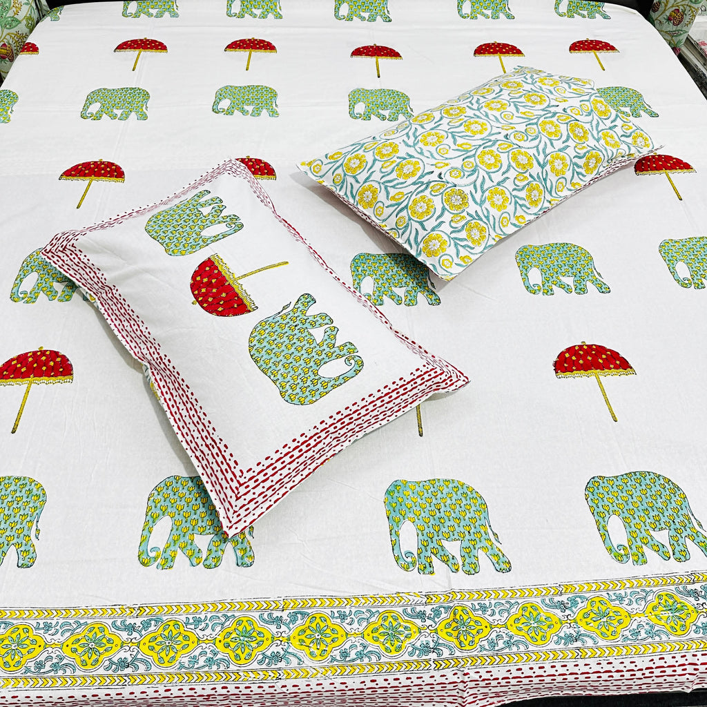 Premium Handblock Bedsheets with Pillow Covers