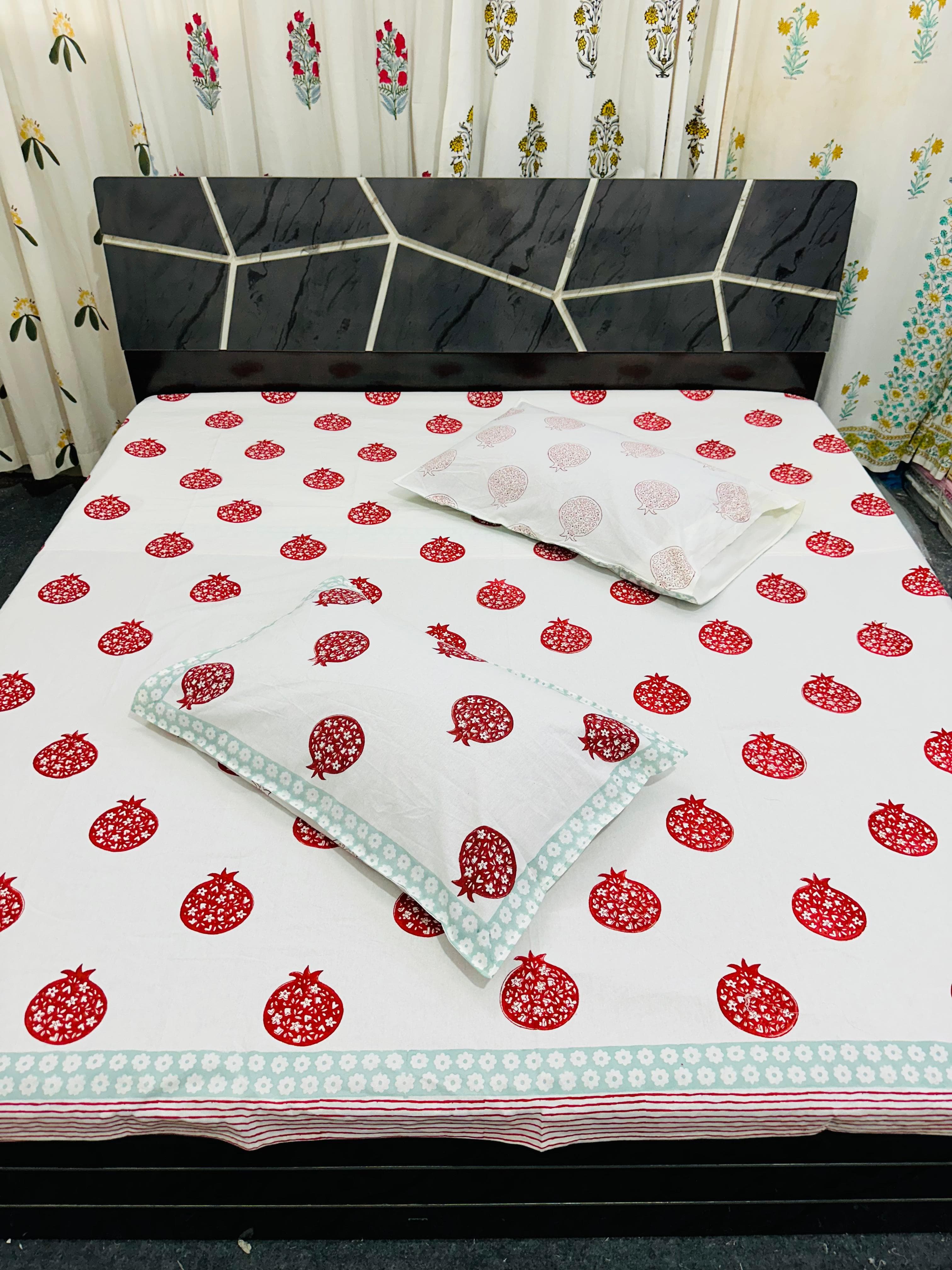 Premium Handblock Bedsheets with Pillow Covers