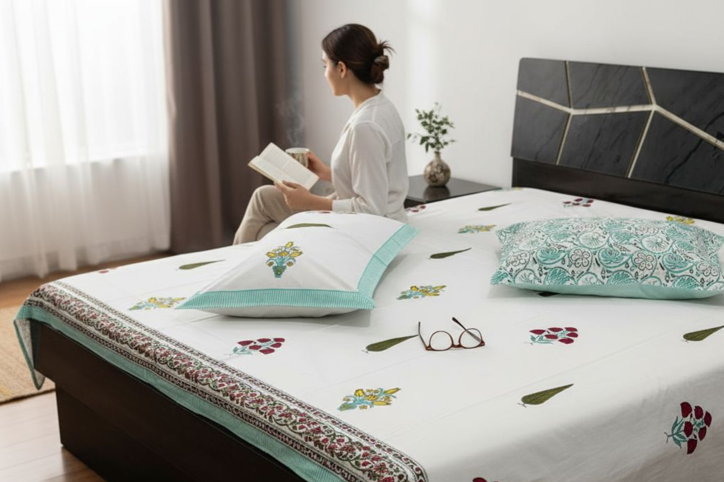Premium Handblock Bedsheets with Pillow Covers