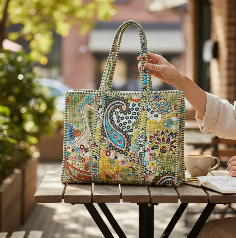 Handblock Tote Bag- Multicolour