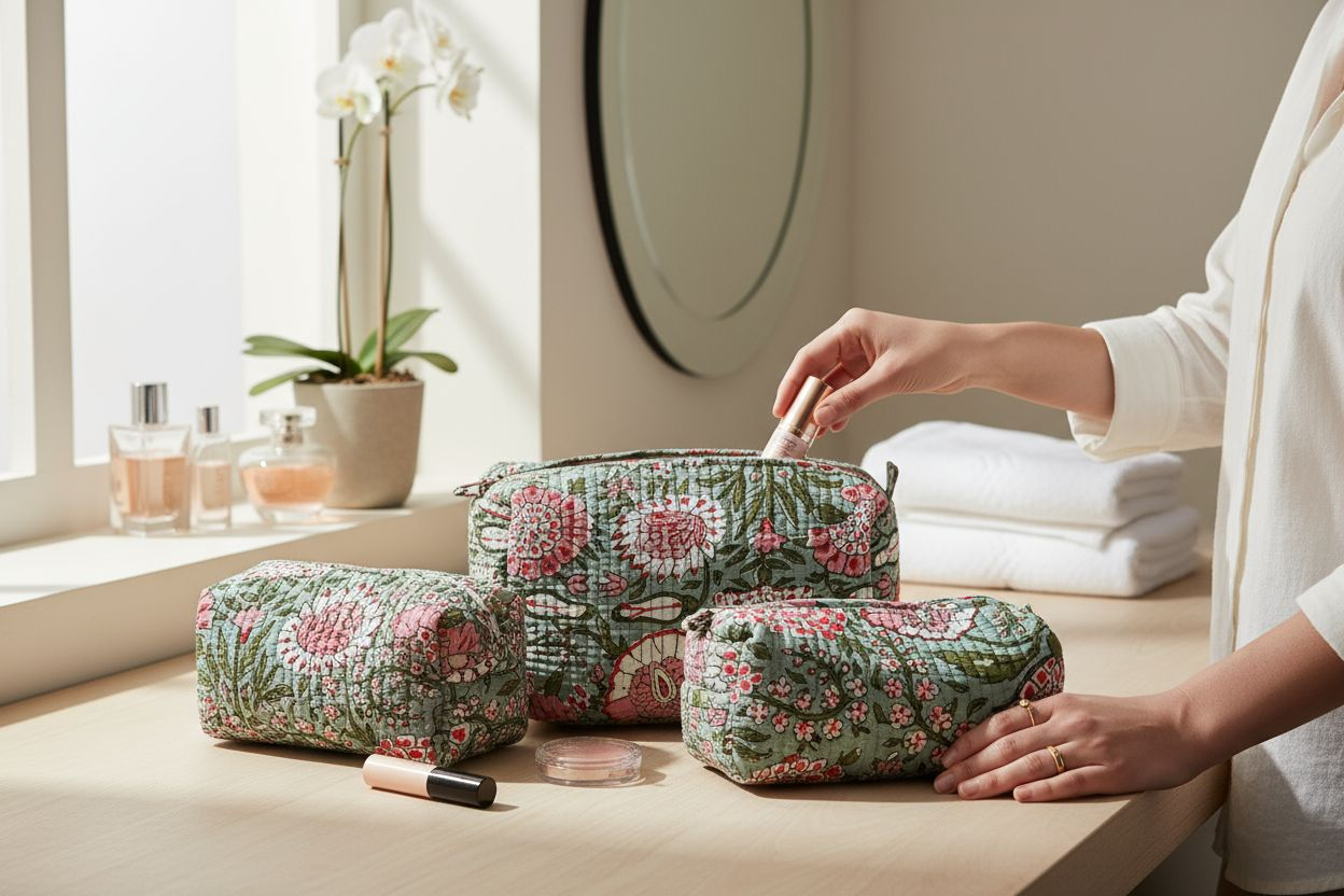 Set of 3- Cosmetic/ Travel Pouches