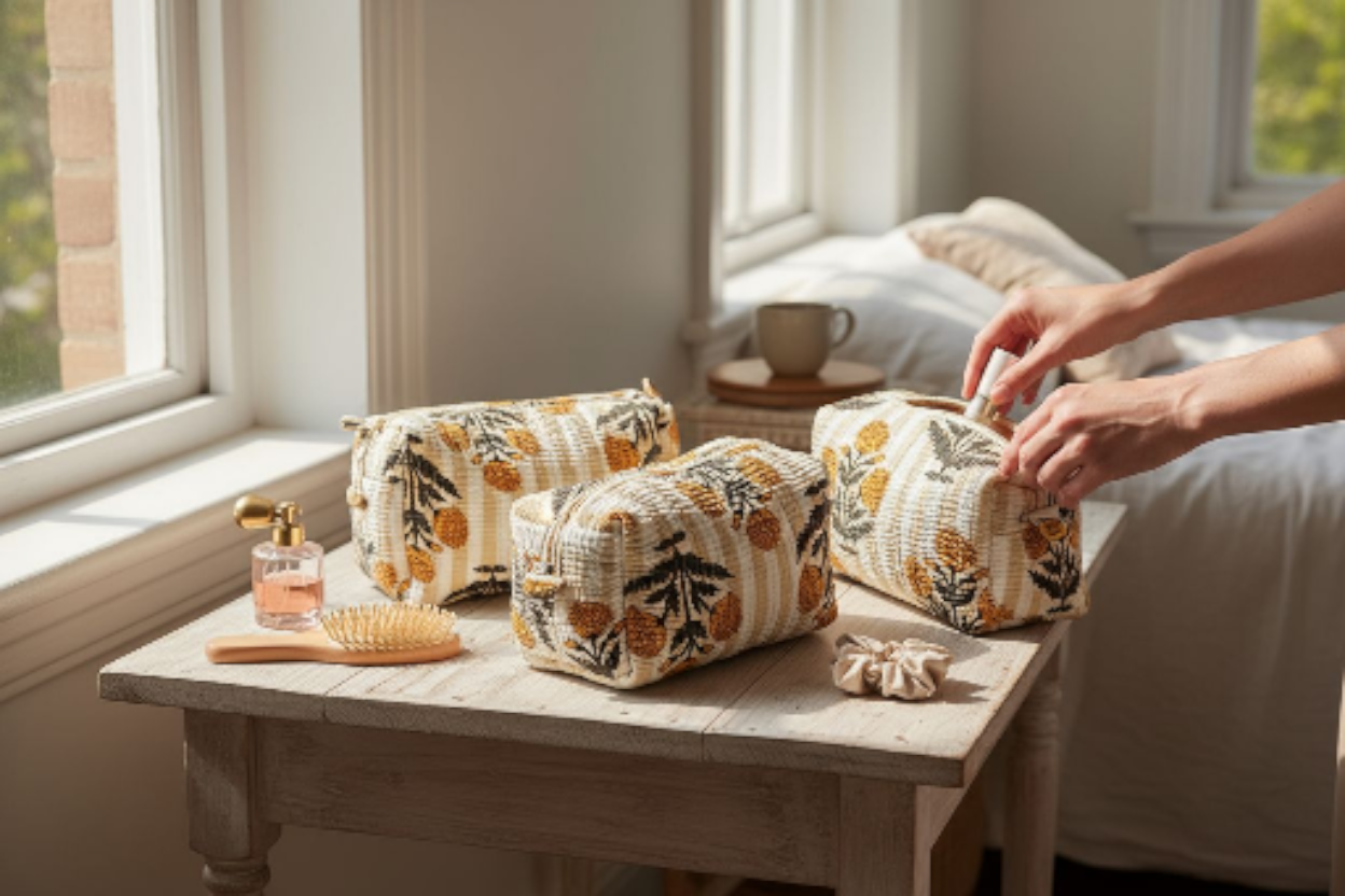 Set of 3- Cosmetic/ Travel Pouches