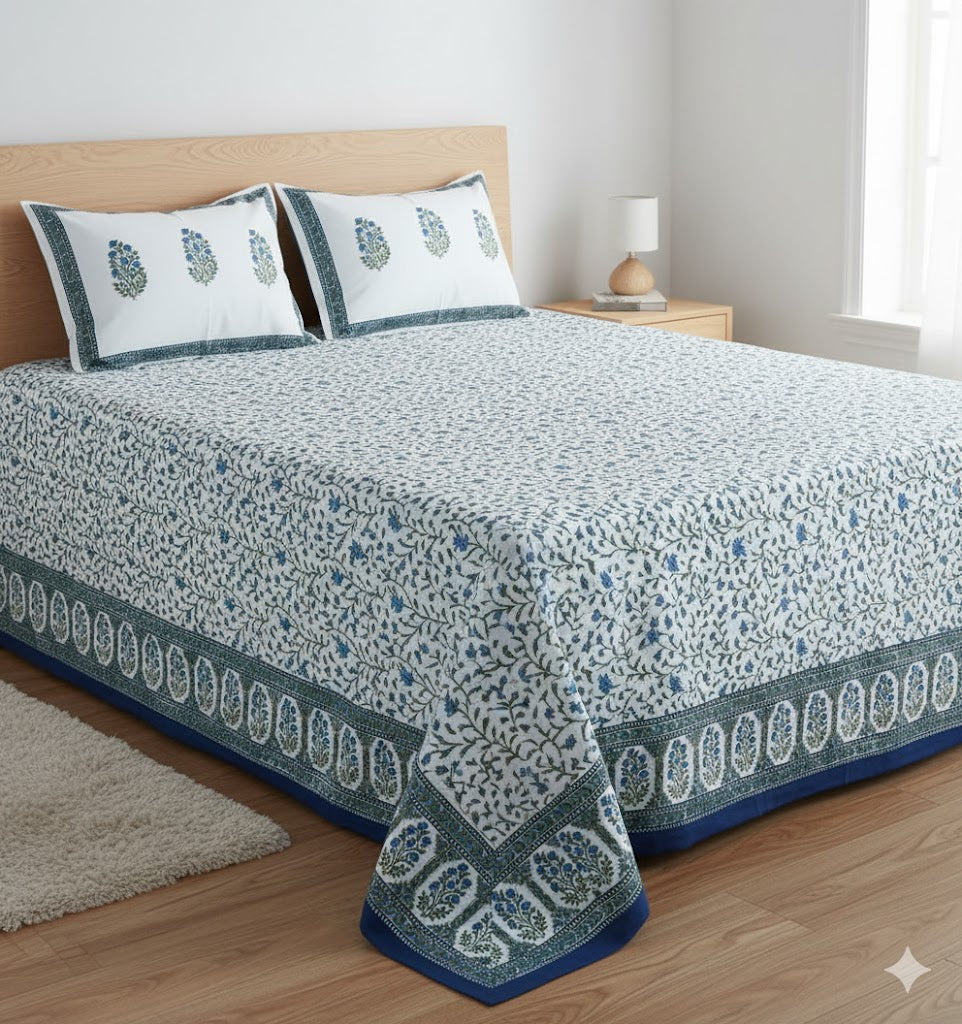 Premium Handblock Bedsheets  with Pillow Covers