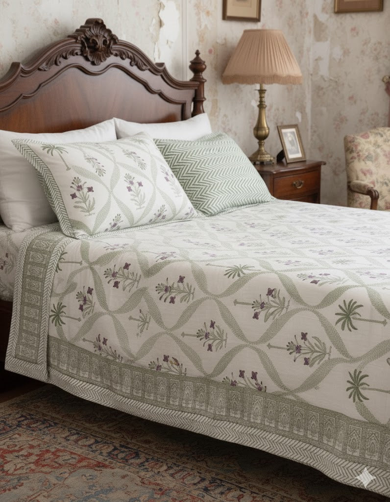 Premium Handblock Bedsheets with Pillow Covers