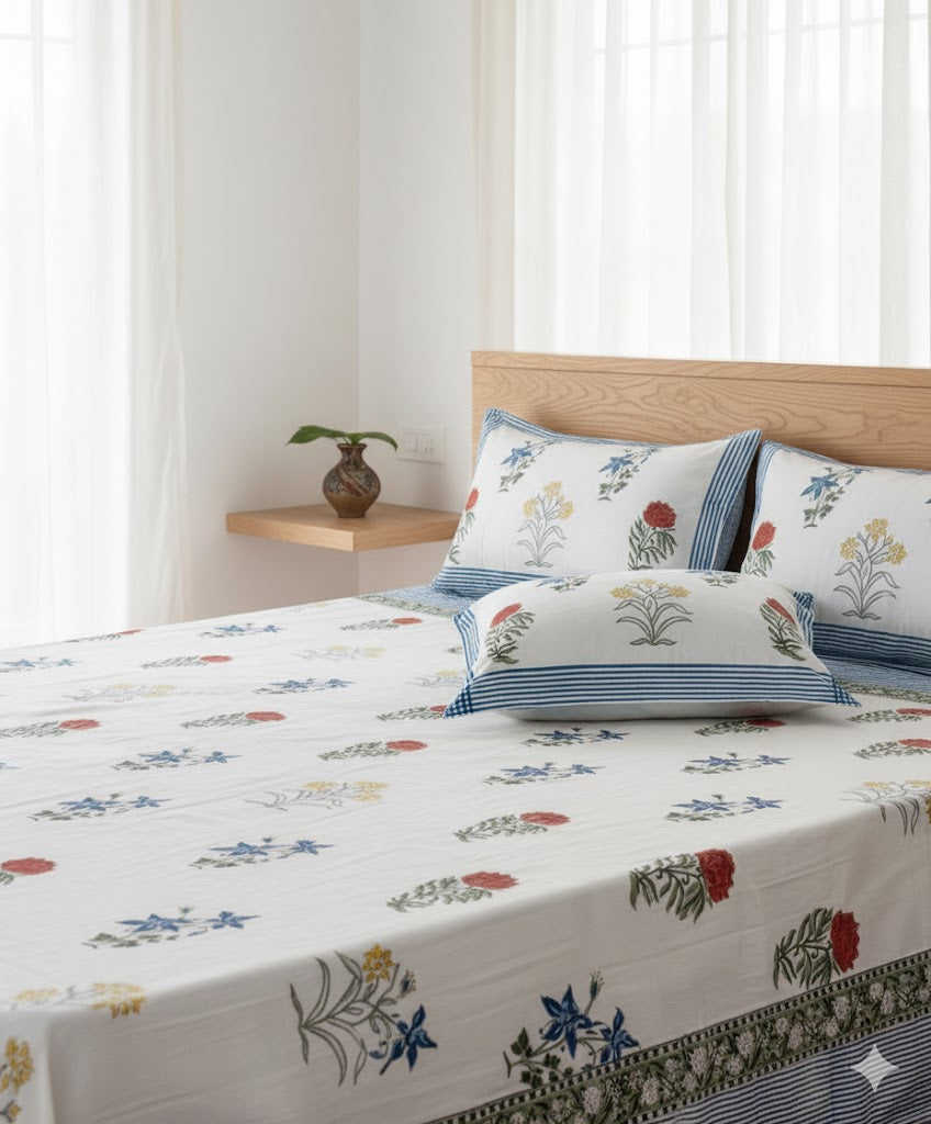 Premium Handblock Bedsheets with Pillow Covers