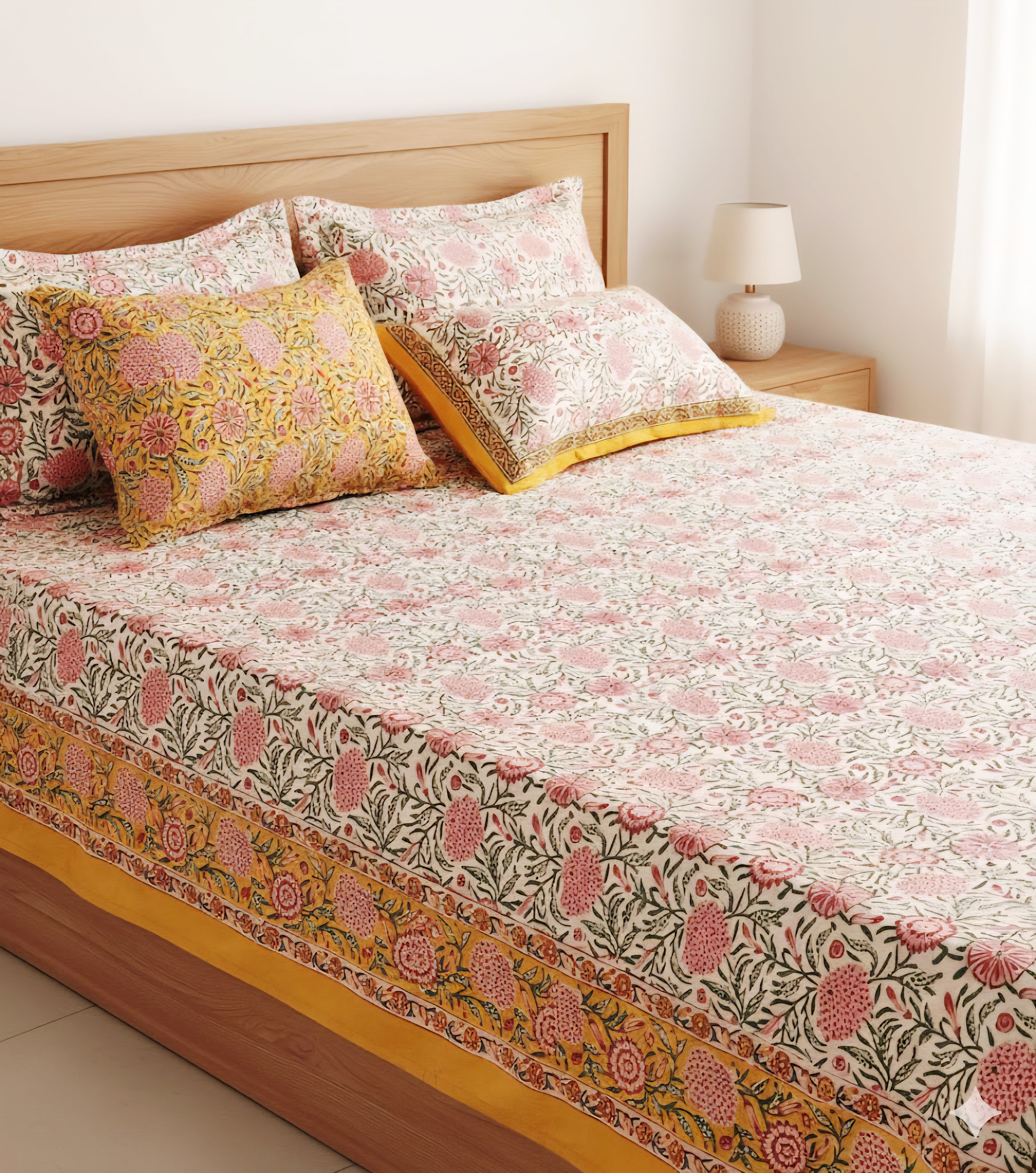 Premium Handblock Bedsheets  with Pillow Covers