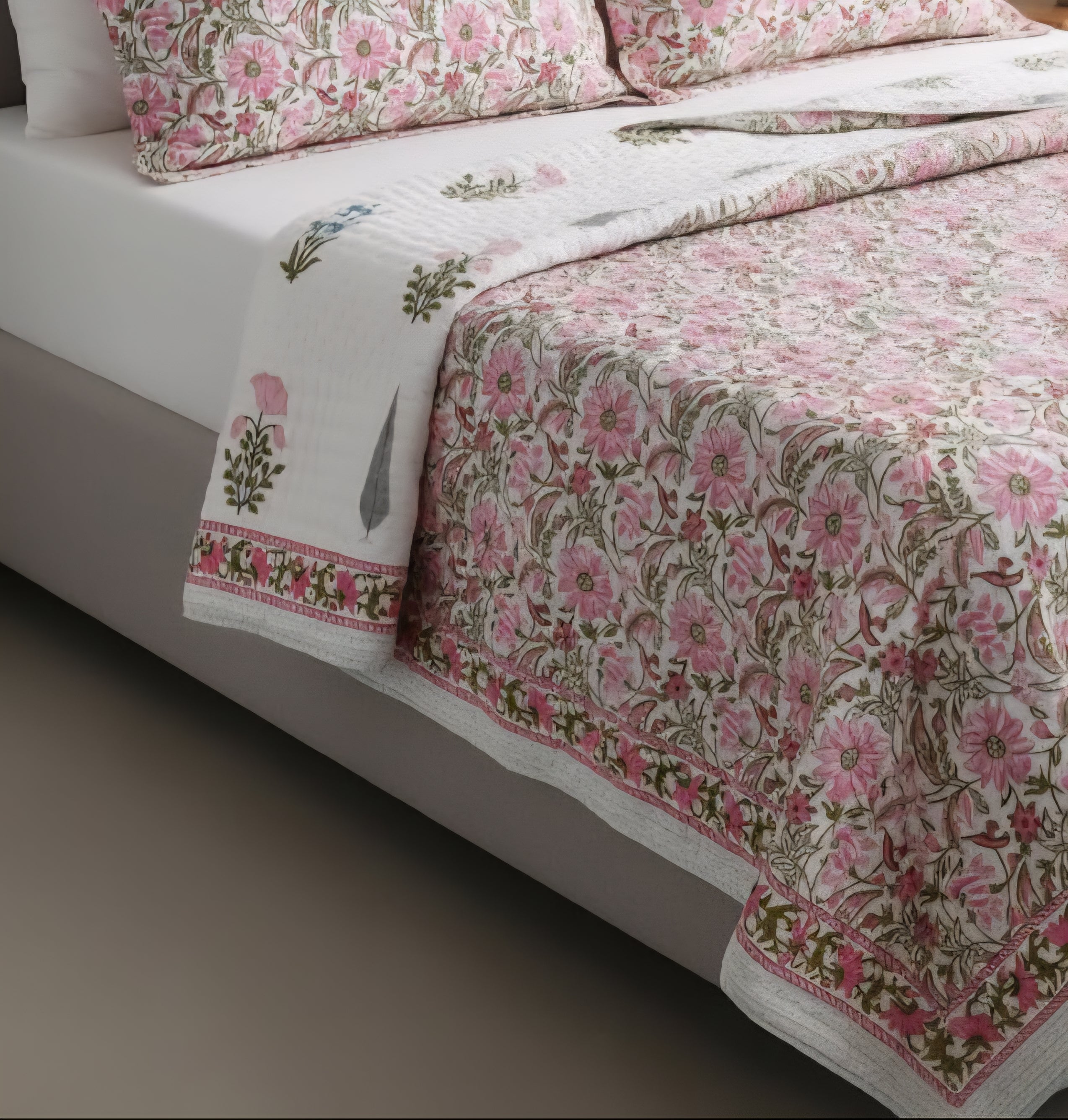 Single Bed Reversible Cotton Rajai (Handblock Print)