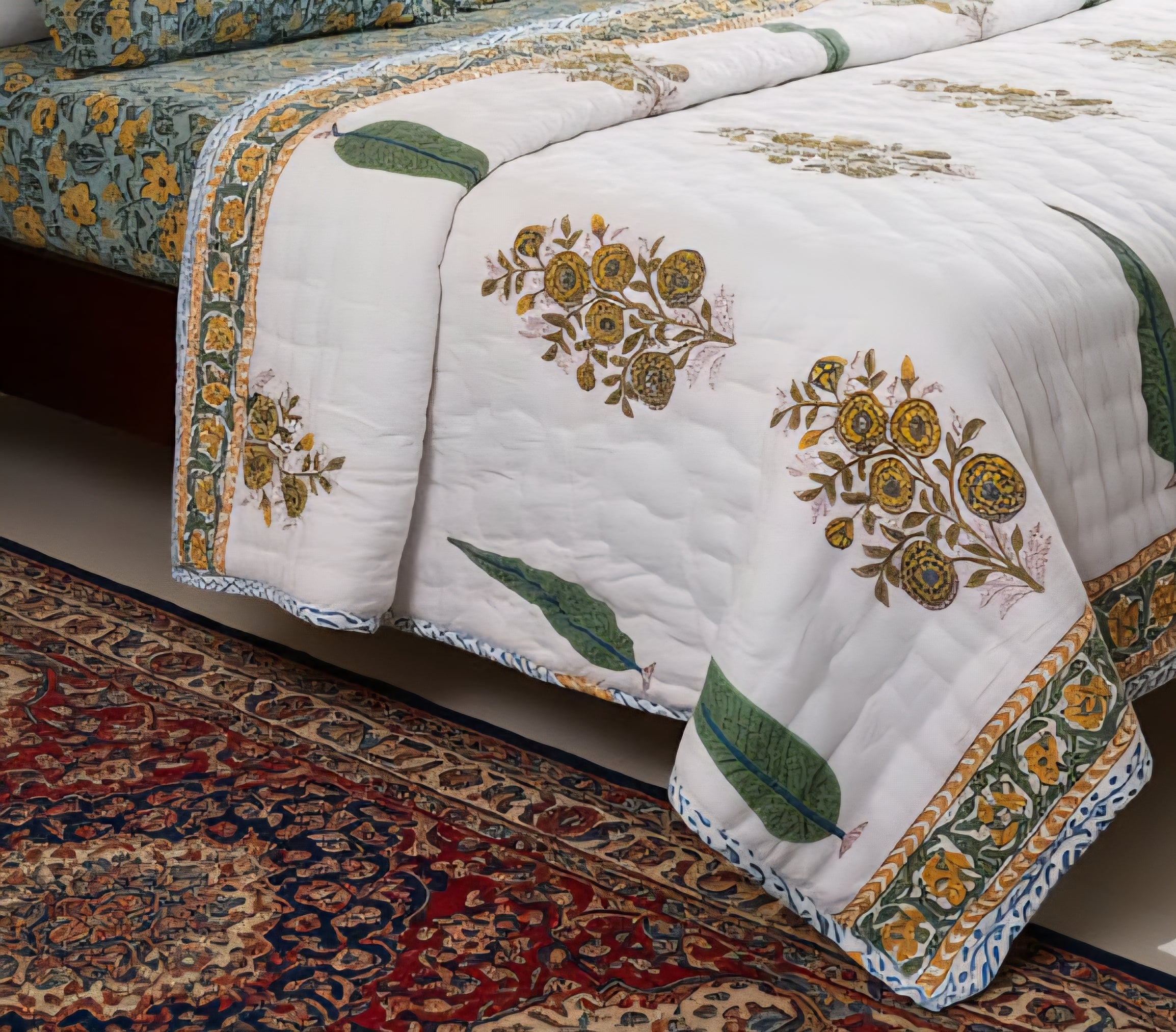 Single Bed Cotton Reversible Rajai (Handblock Print)
