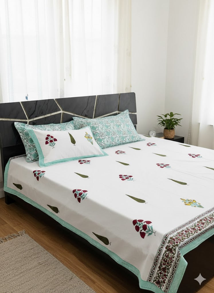 Premium Handblock Bedsheets with Pillow Covers