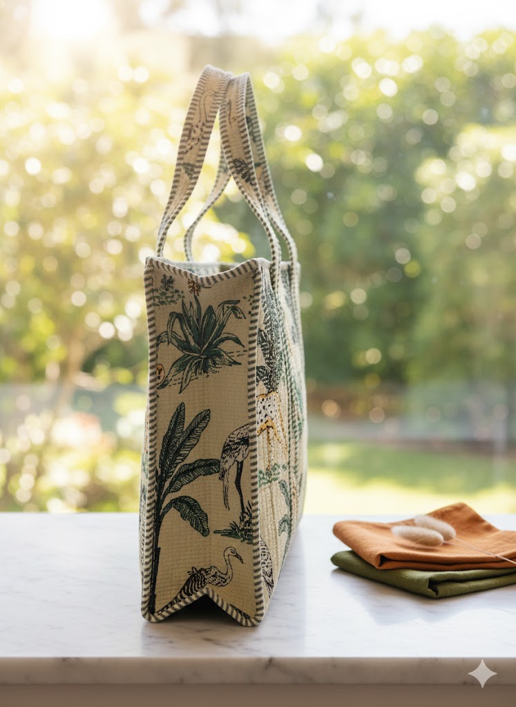 Handblock Tote Bag- Tropical Print