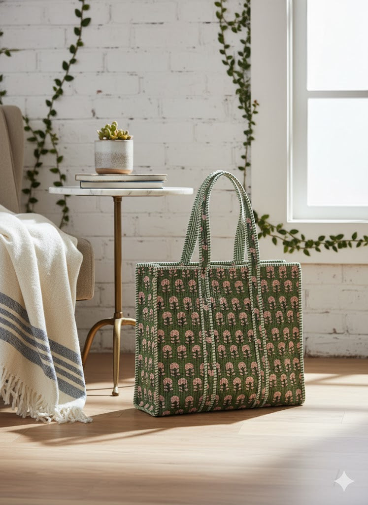 Handblock Tote Bags- Phool