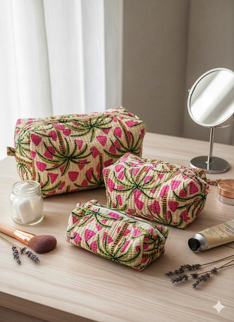 Set of 3- Cosmetic/ Travel Pouches