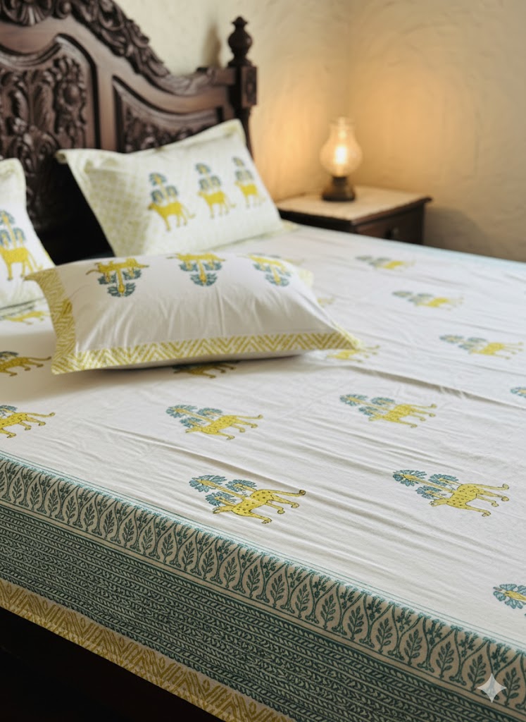 Premium Handblock Sheets with Pillow Covers