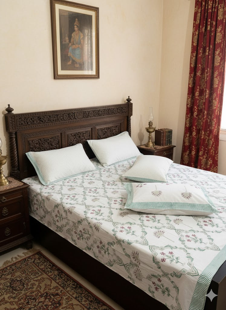 Premium Handblock Bedsheets with Pillow Covers
