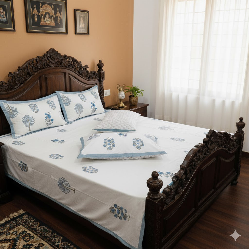 Premium Handblock Bedsheet with Pillow Covers