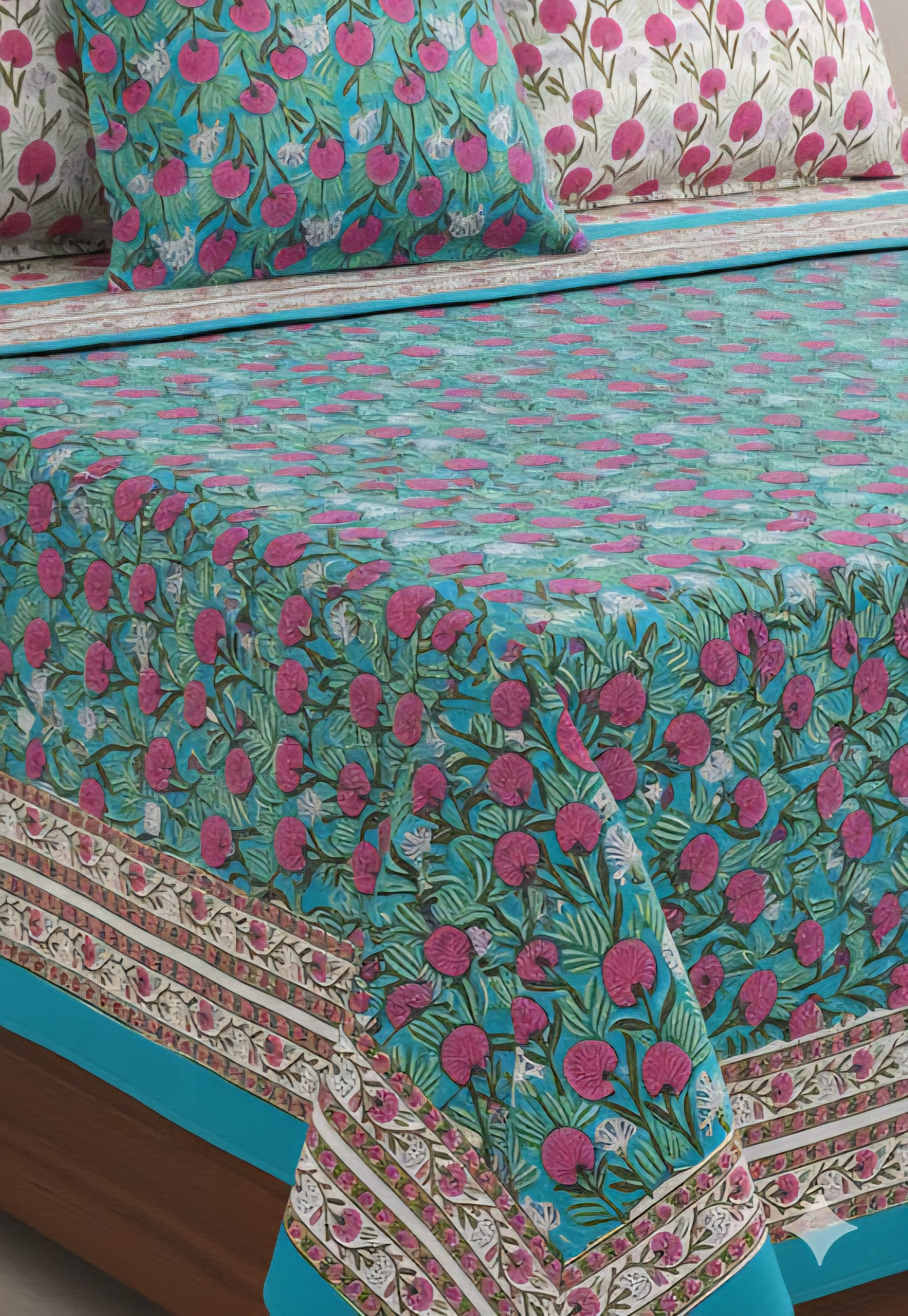 Premium Handblock Bedsheets with Pillow Covers